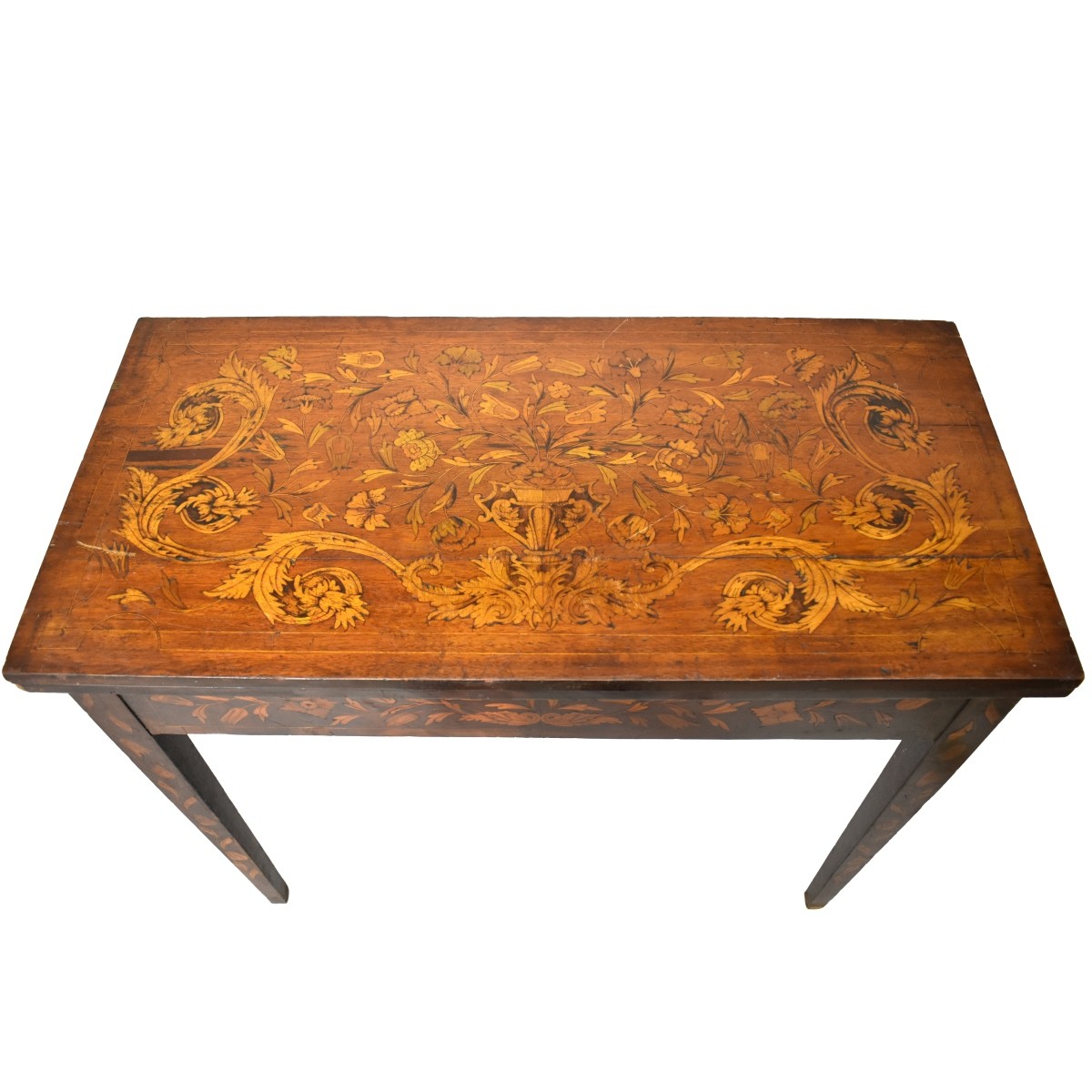 19th C. Dutch Marquetry Inlaid Game Table