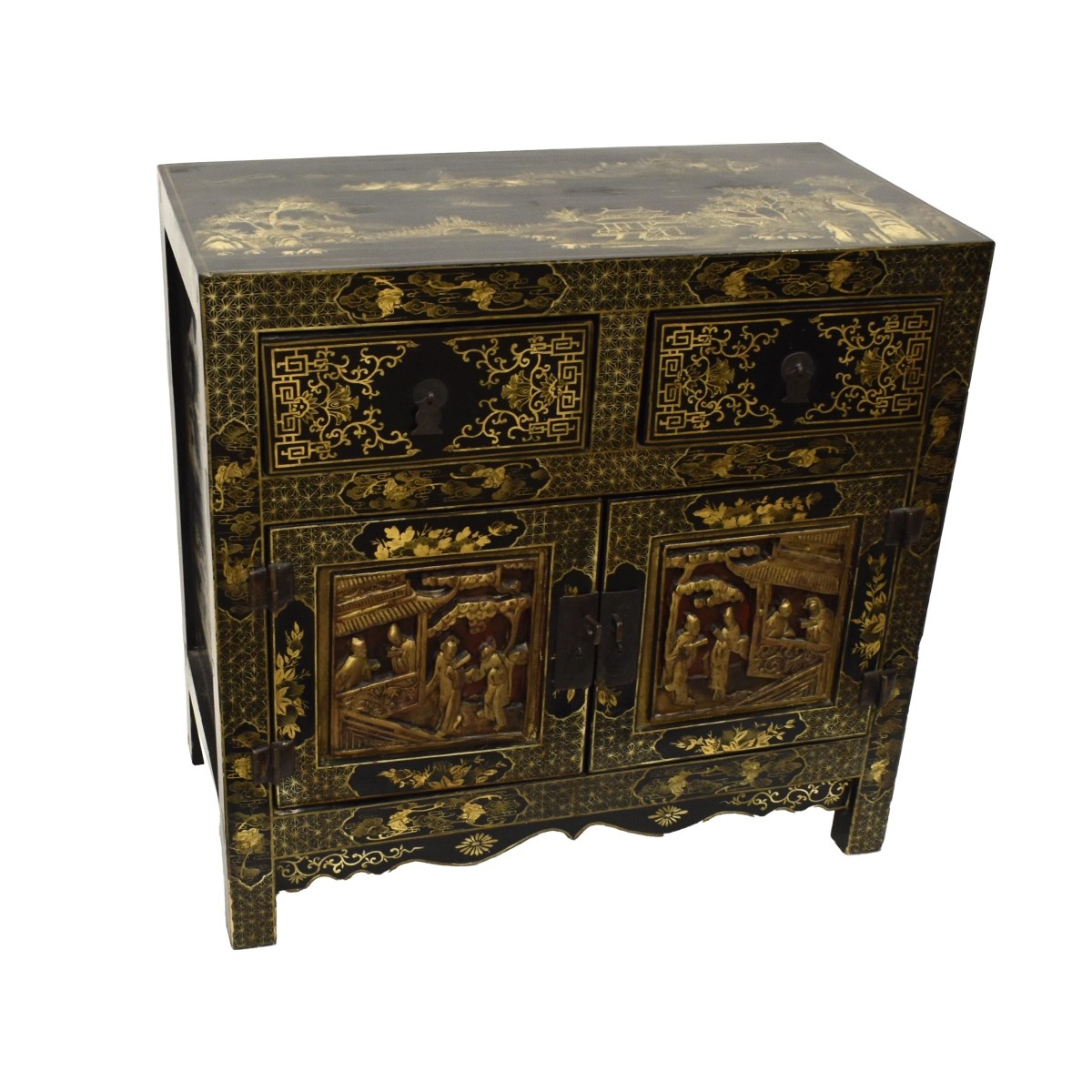 Chinese Black Lacquered Cabinet