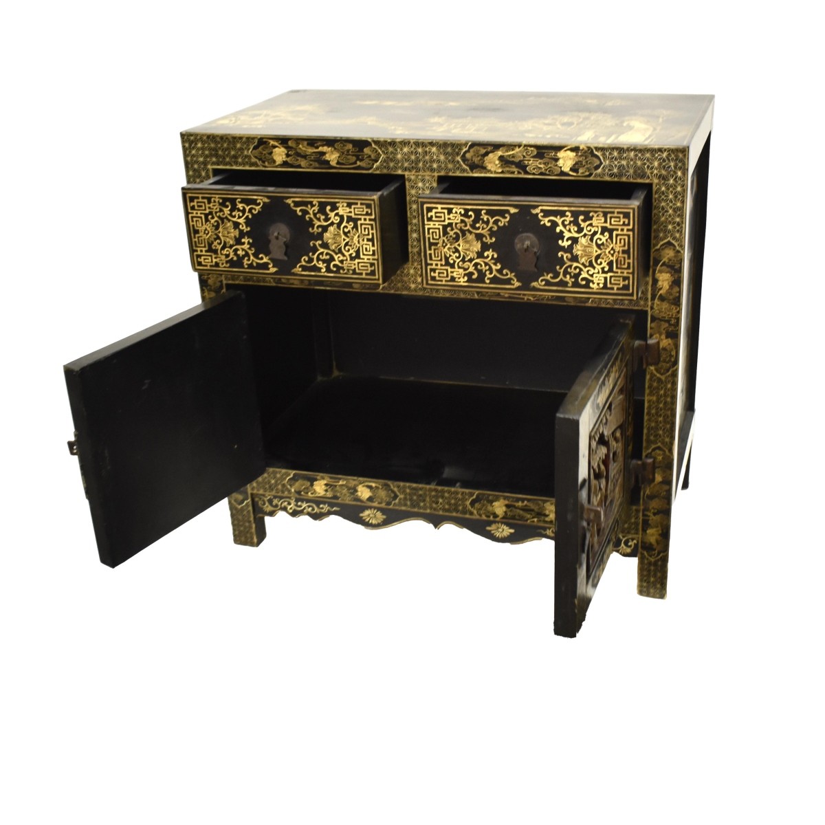 Chinese Black Lacquered Cabinet