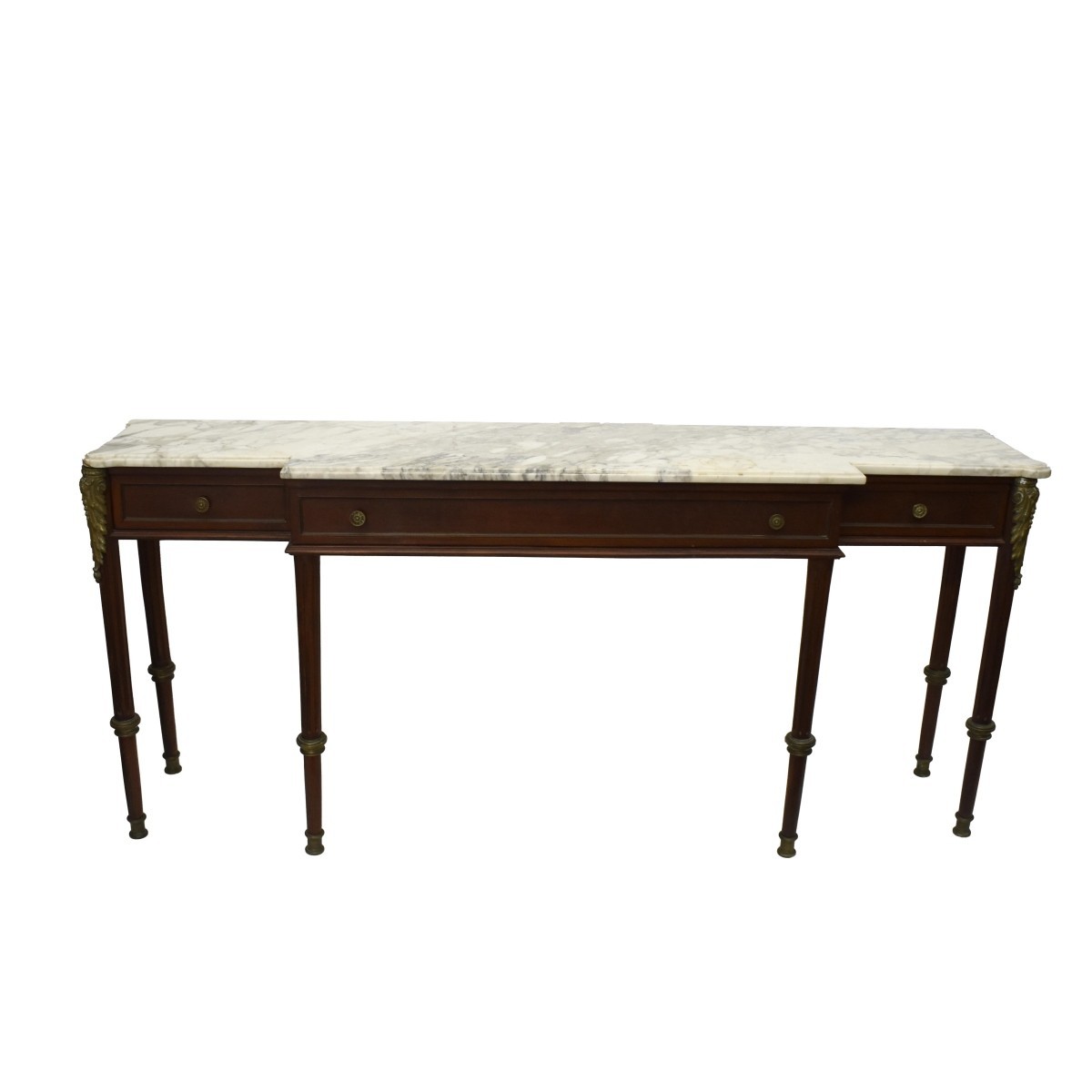 Long French Marble Top Side Board