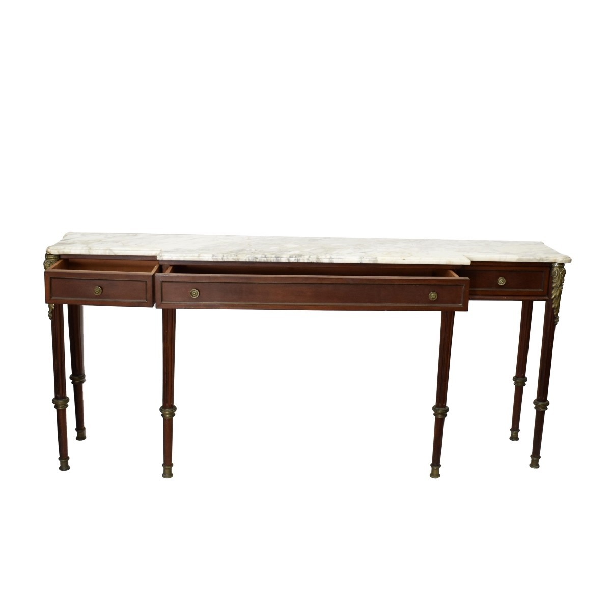 Long French Marble Top Side Board