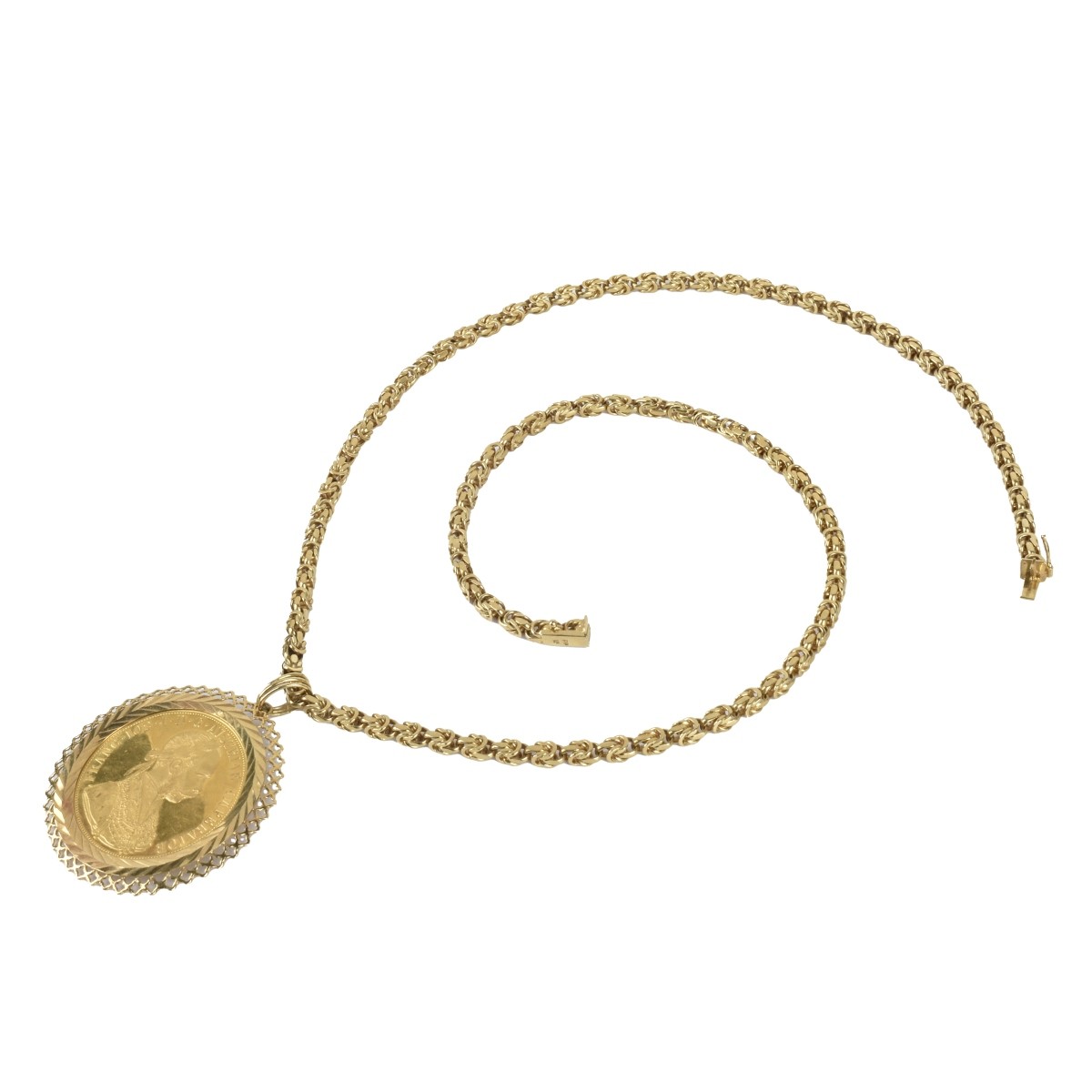 Gold Coin and 18K Necklace