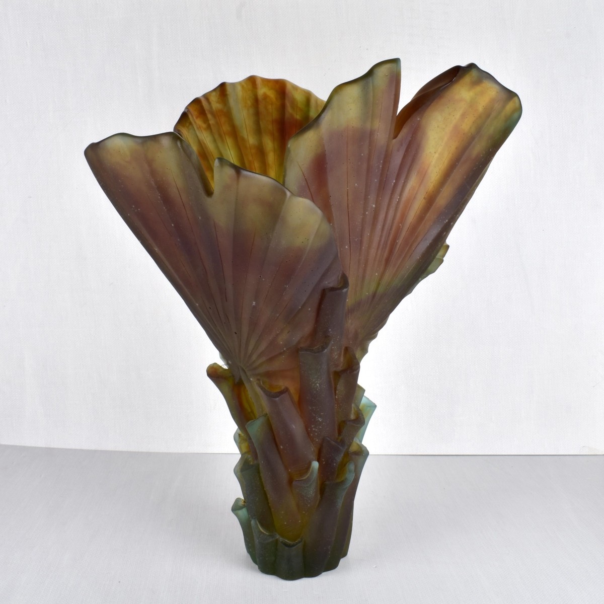 Daum French "Palmier" Pate de Verre Vase