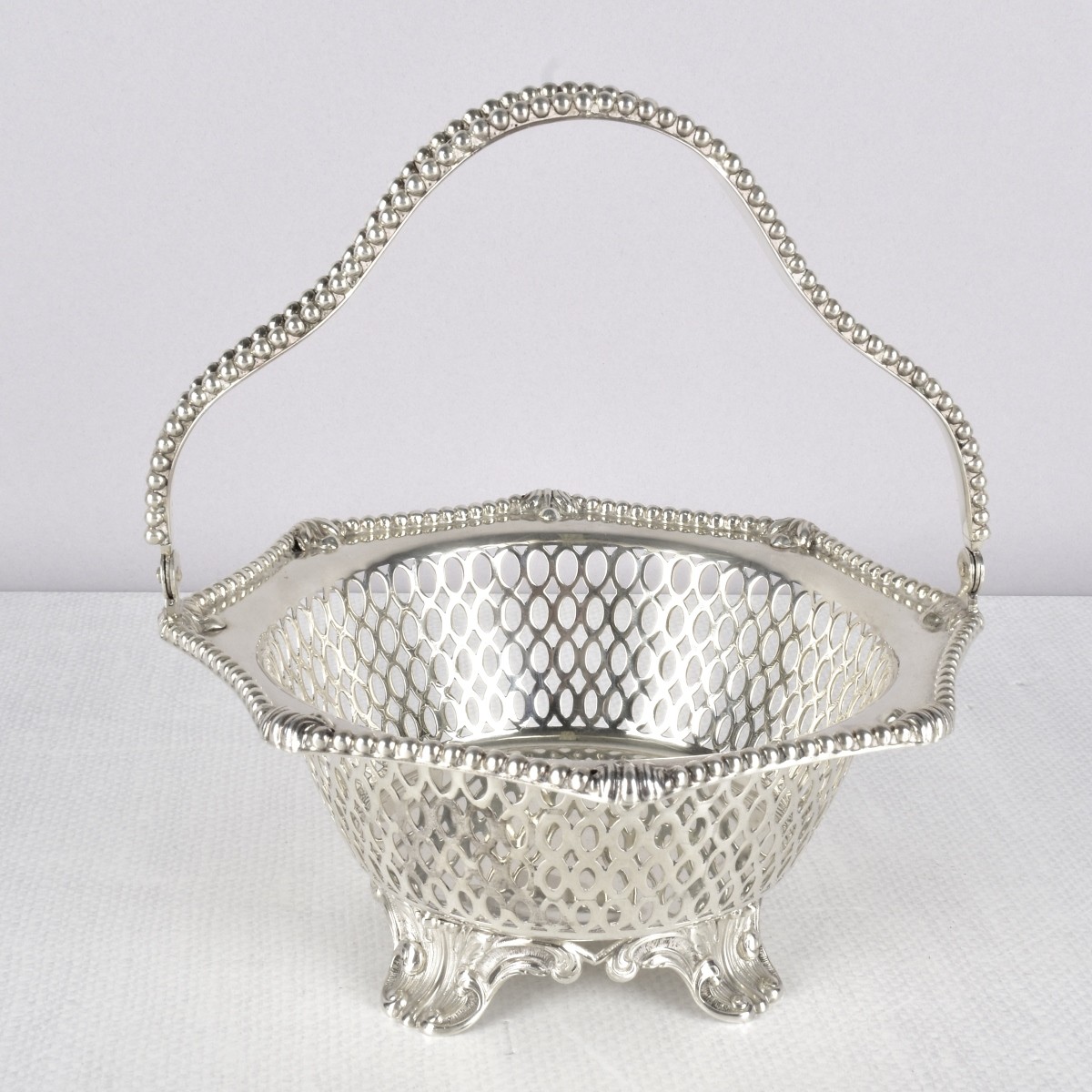 Topazio Sterling Pierced Footed Basket