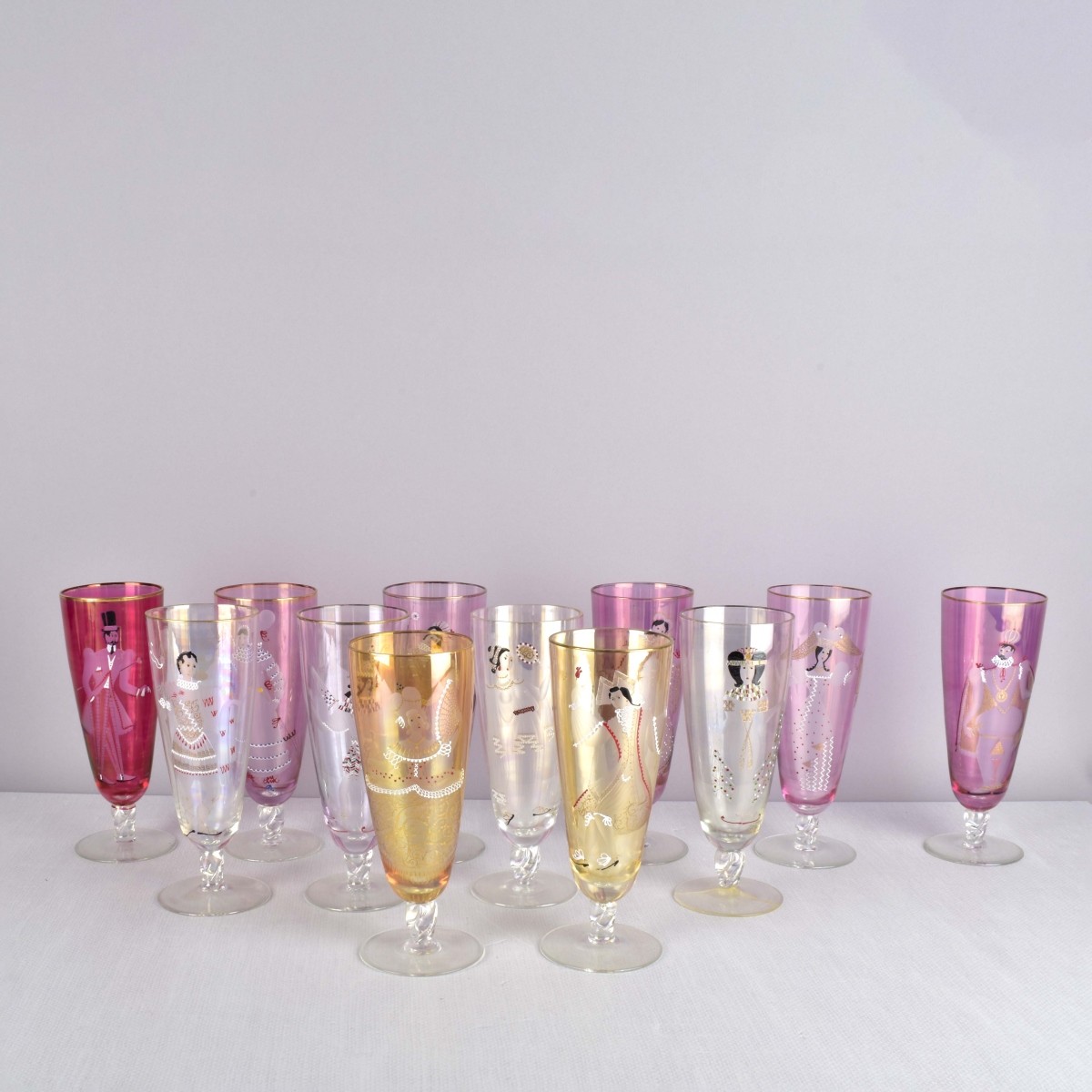 Hand Painted and Etched Drinking Glasses