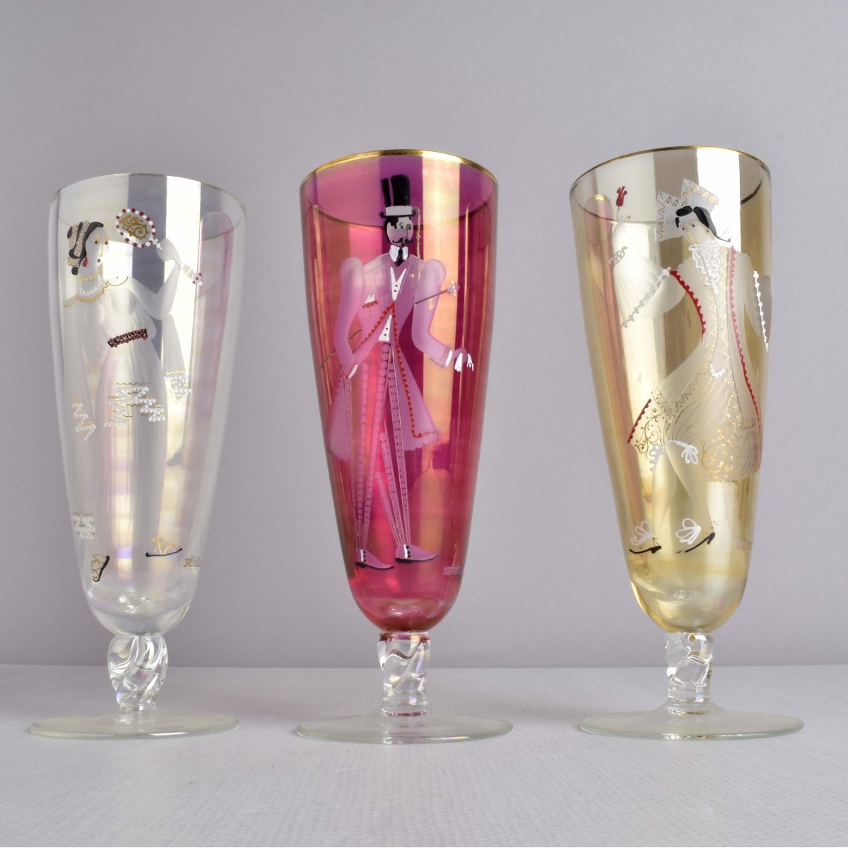 Hand Painted and Etched Drinking Glasses