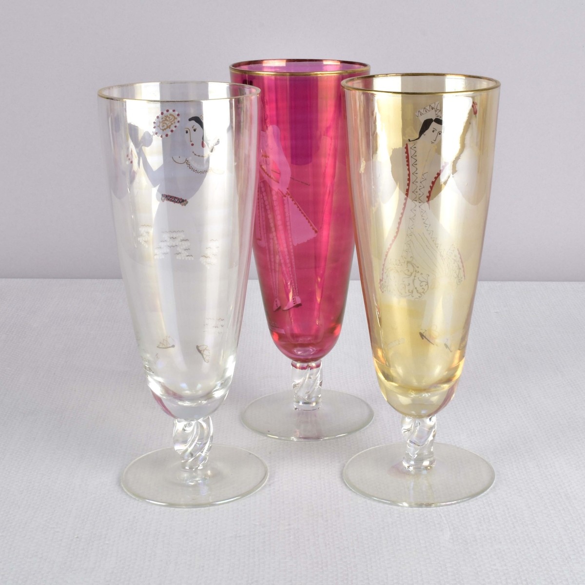 Hand Painted and Etched Drinking Glasses