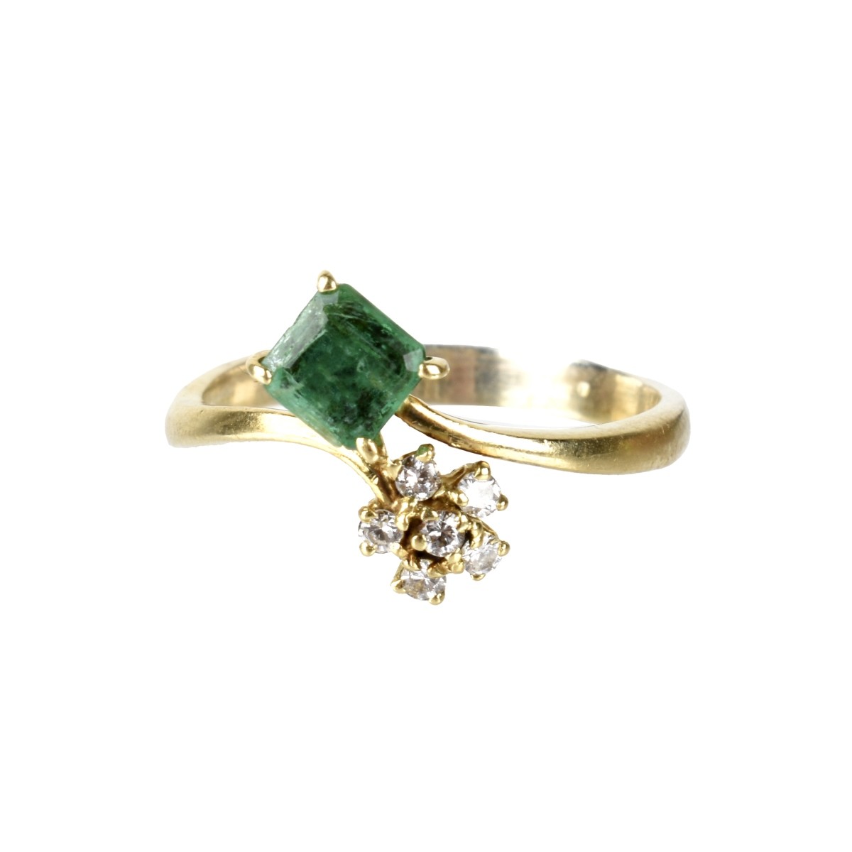 Emerald, Diamond and 14K Ring