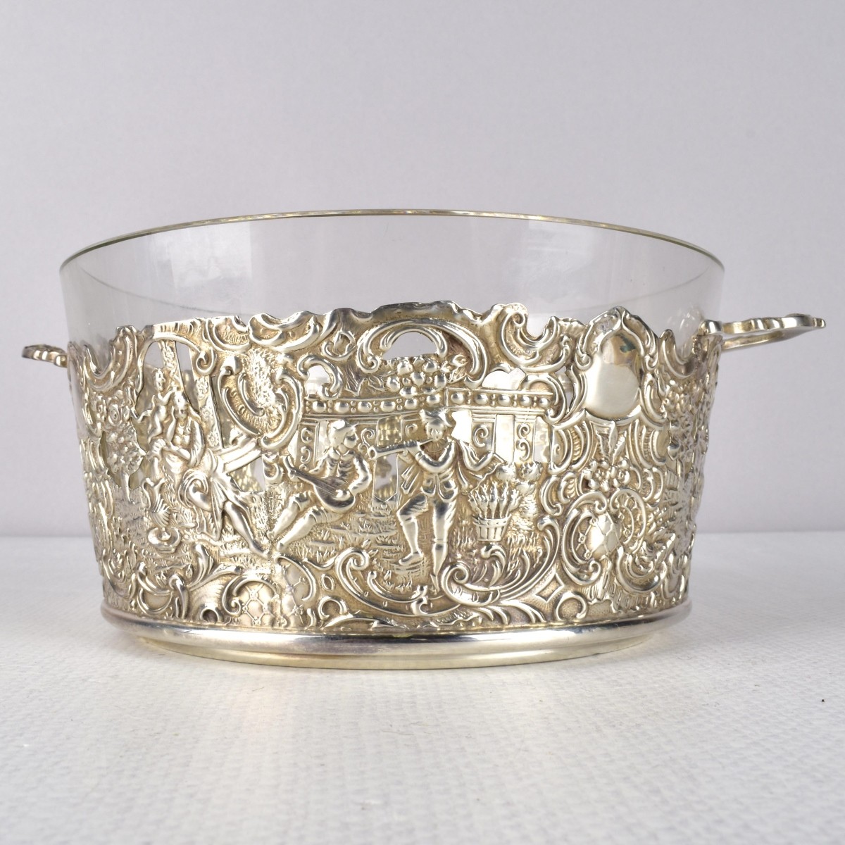 Brand-Hier Co. Sterling & Cut Glass Pierced Bowl