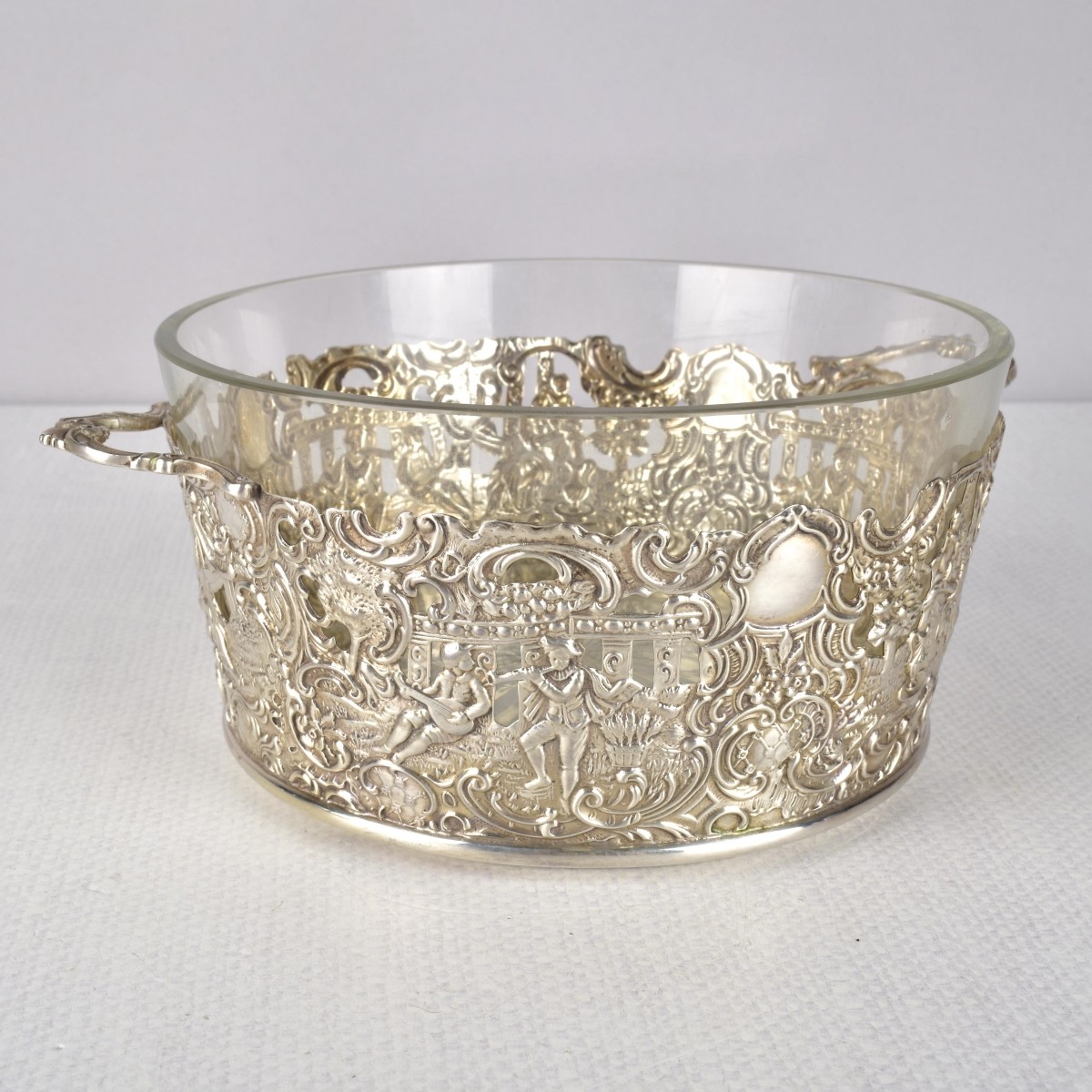 Brand-Hier Co. Sterling & Cut Glass Pierced Bowl