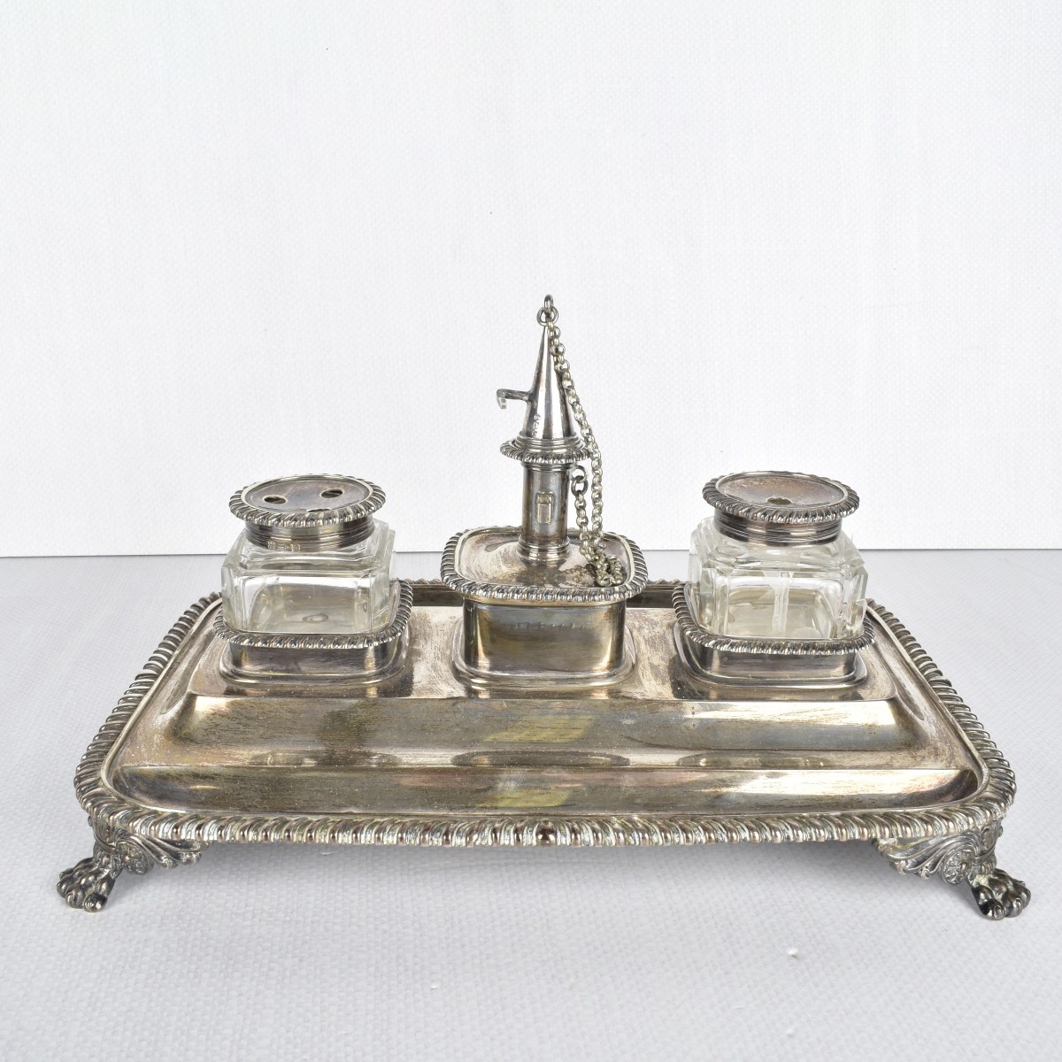 English Regency Sterling Silver Ink Well