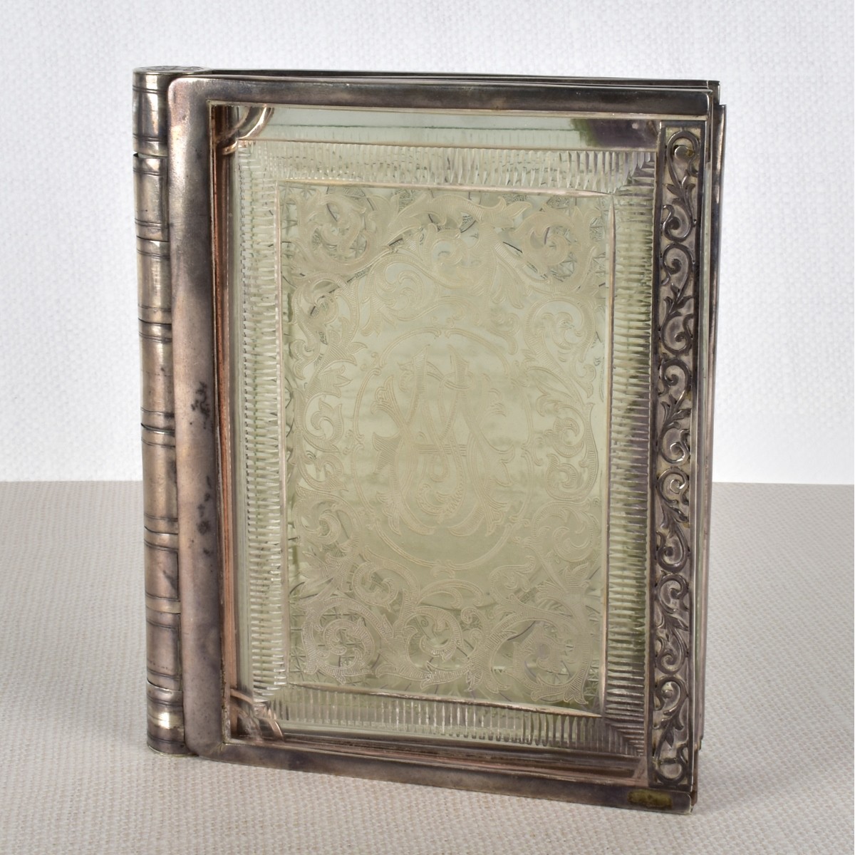 Antique Silver and Etched Photograph Frame