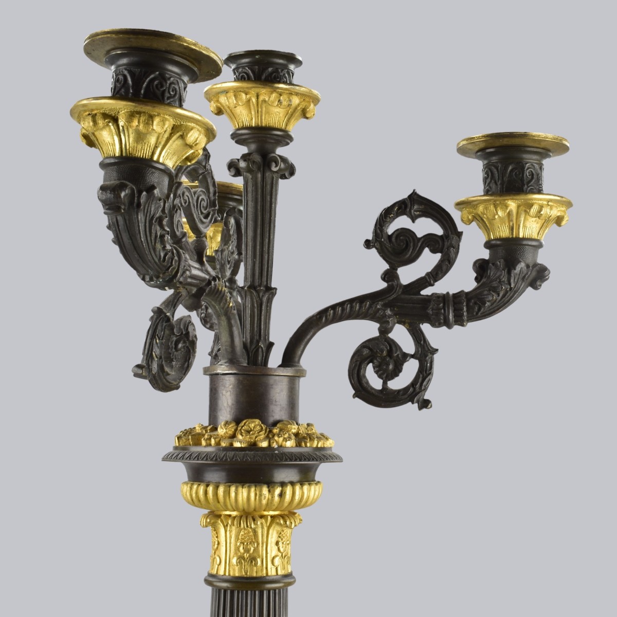 Pair of Antique Empire Style Bronze Candelabra