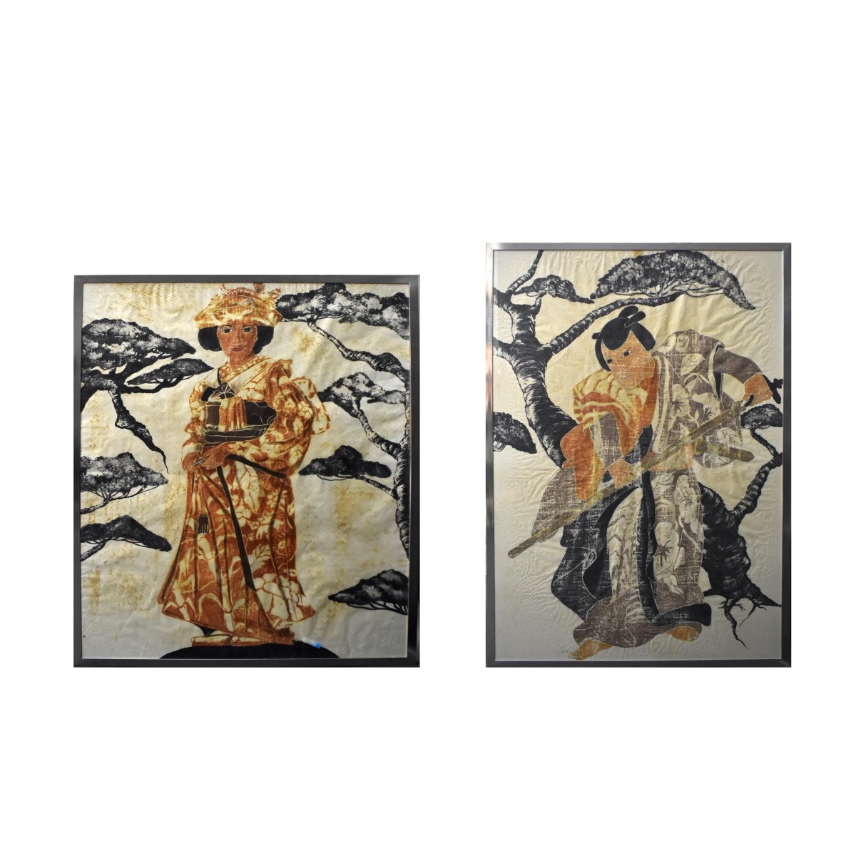 Pair Large Chinese Lithographs