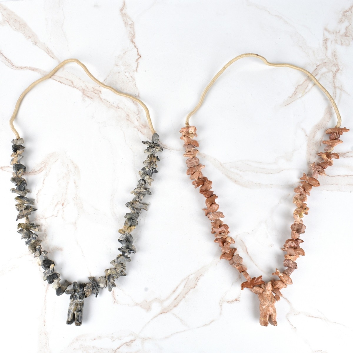 Two Zuni Black Bear Necklaces