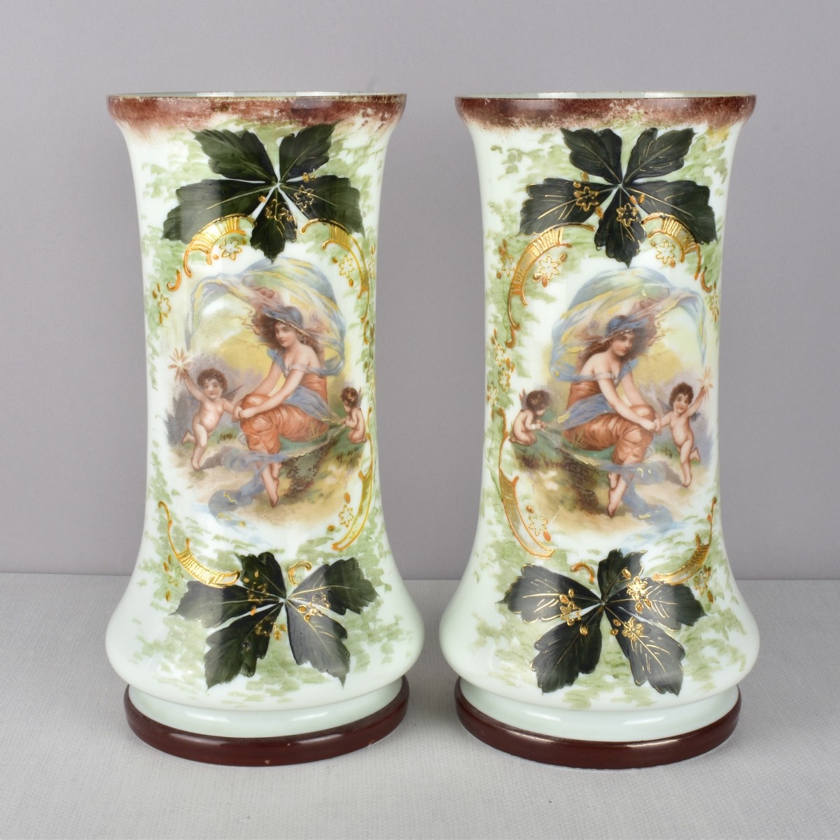 French Pair of Art Nouveau Vases