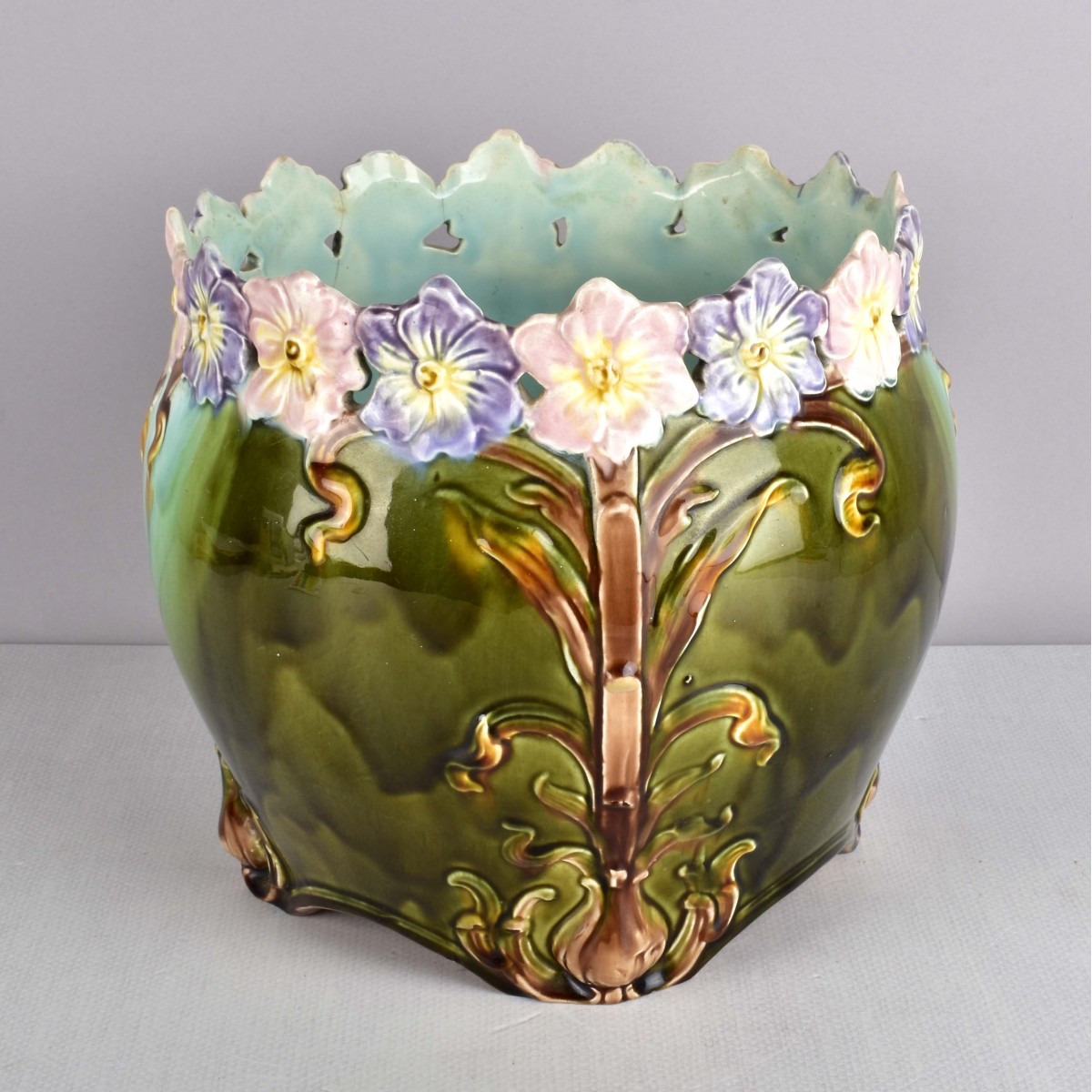 Art Nouveau Majolica Jardiniere