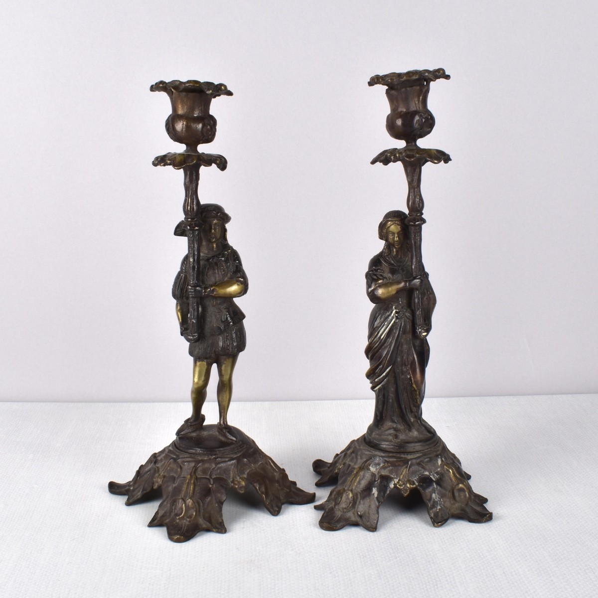 Renaissance Style Bronze Candlesticks