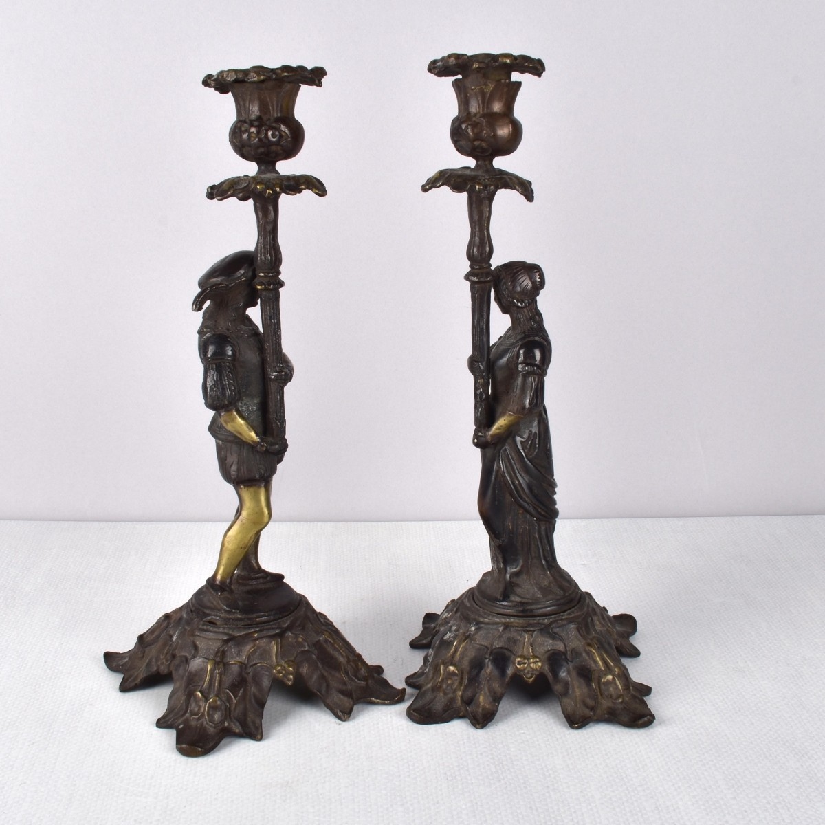 Renaissance Style Bronze Candlesticks