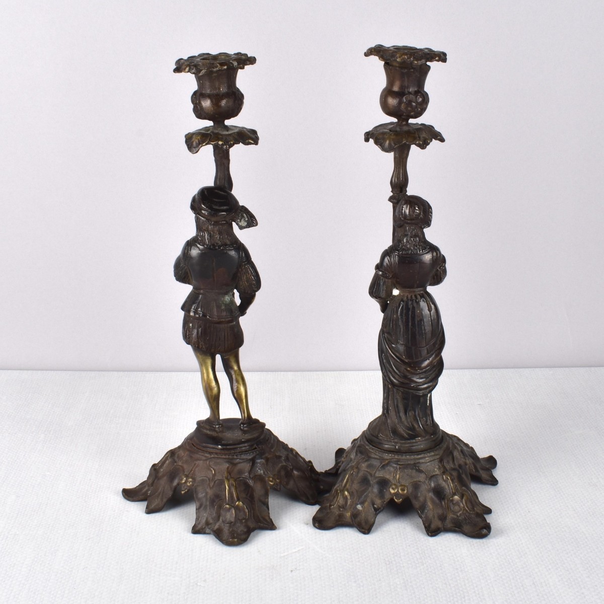 Renaissance Style Bronze Candlesticks