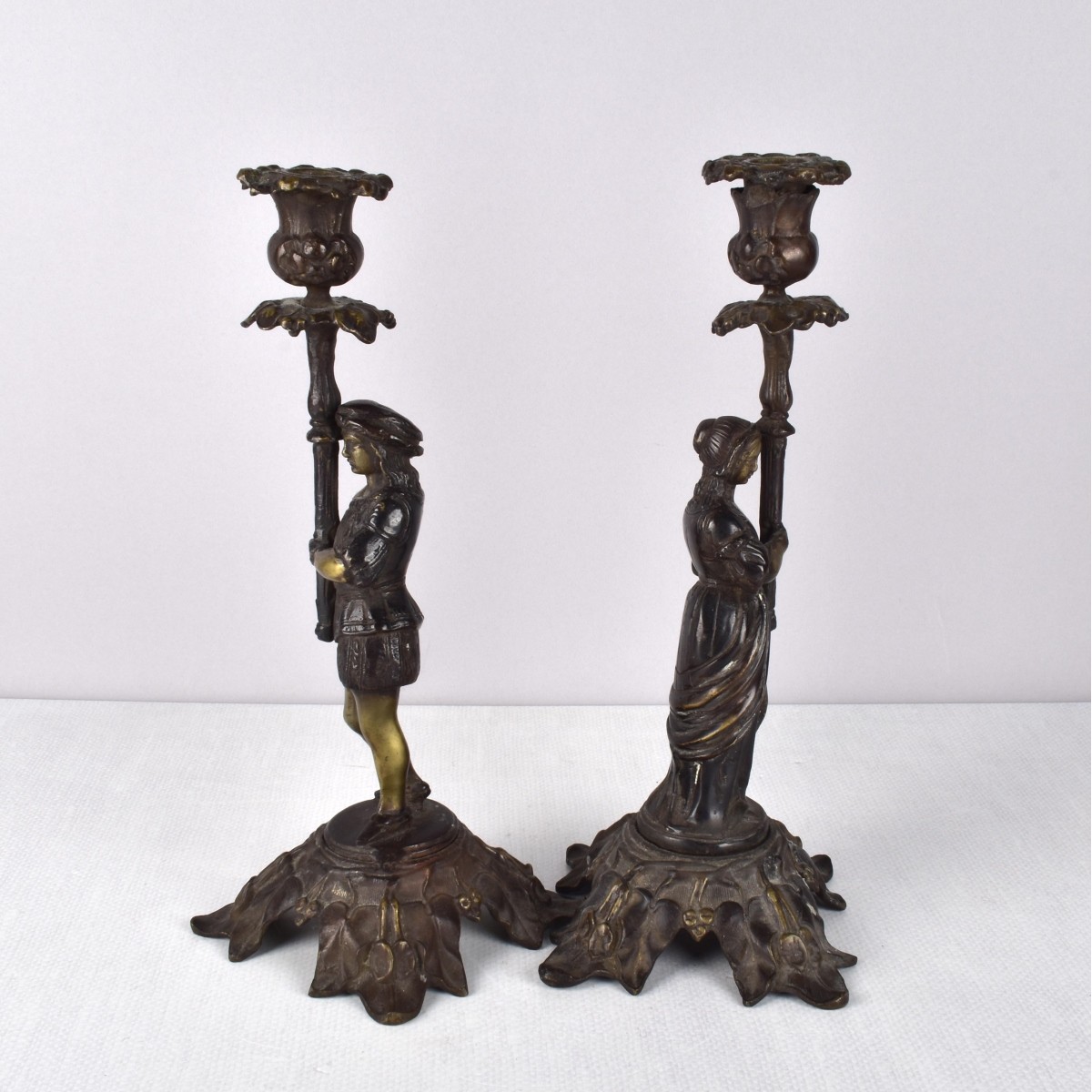 Renaissance Style Bronze Candlesticks