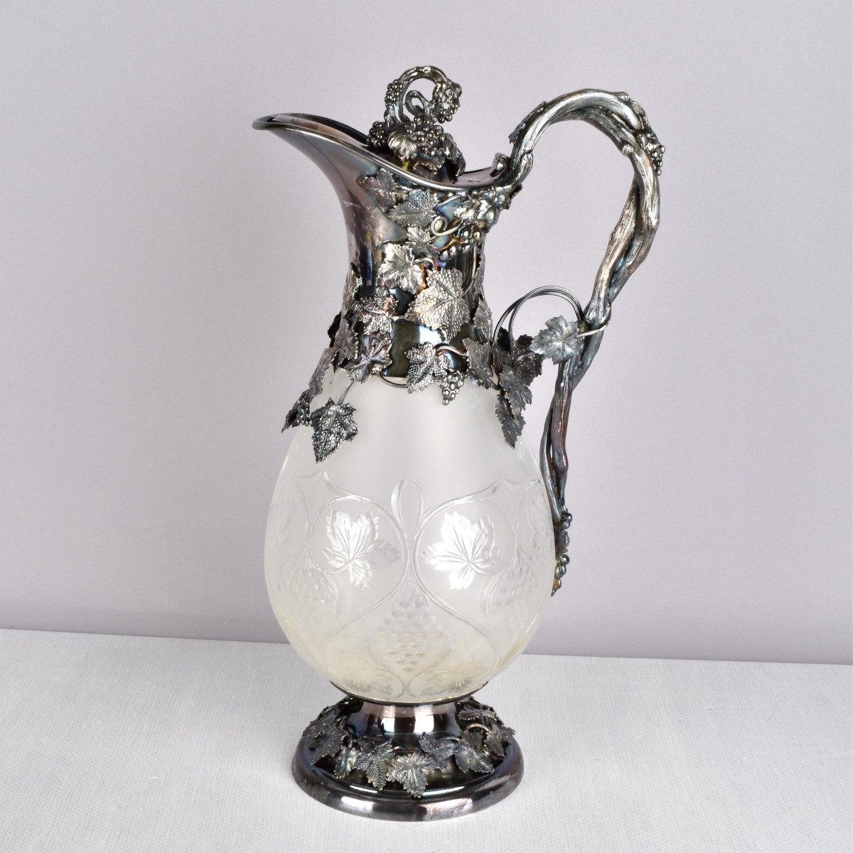 English Silver & Crystal Claret Jug