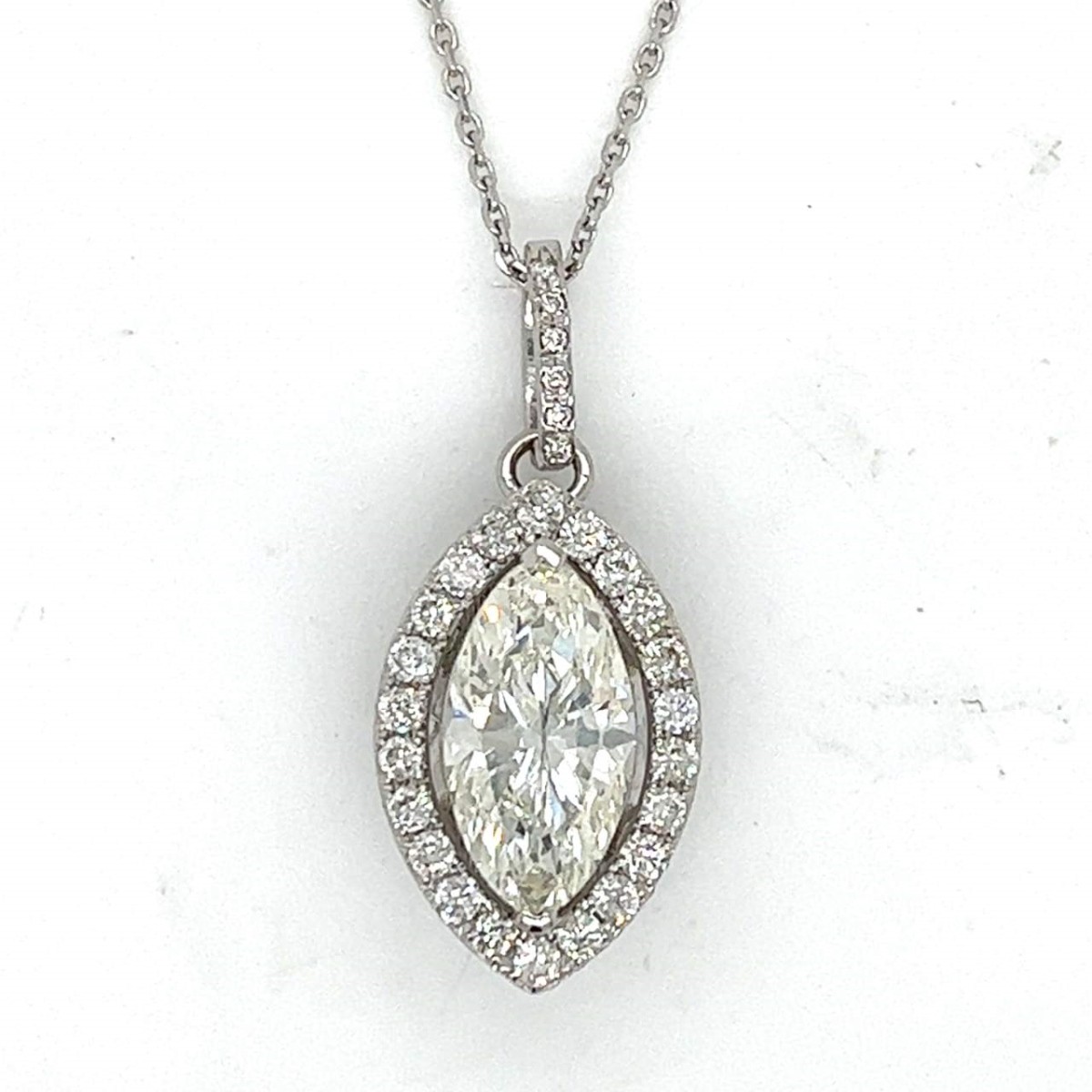 GIA Diamond and 18K Pendant Necklace