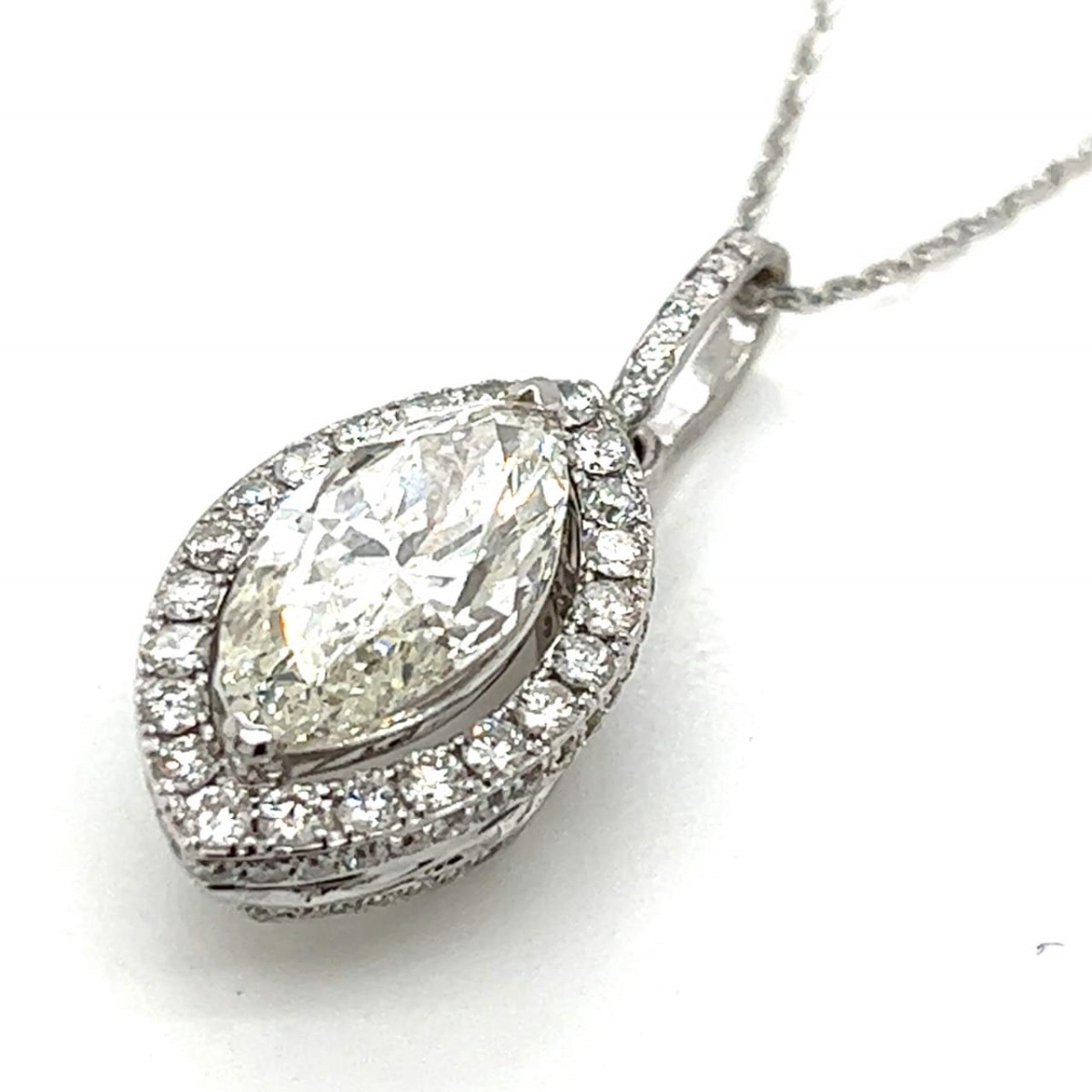 GIA Diamond and 18K Pendant Necklace