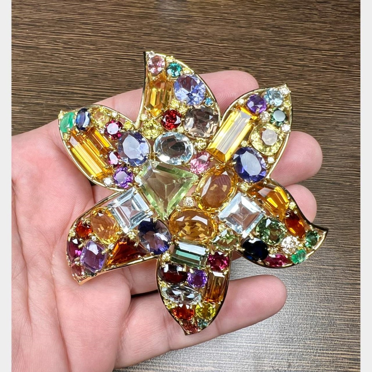 Demner Gemstone and 18K Brooch