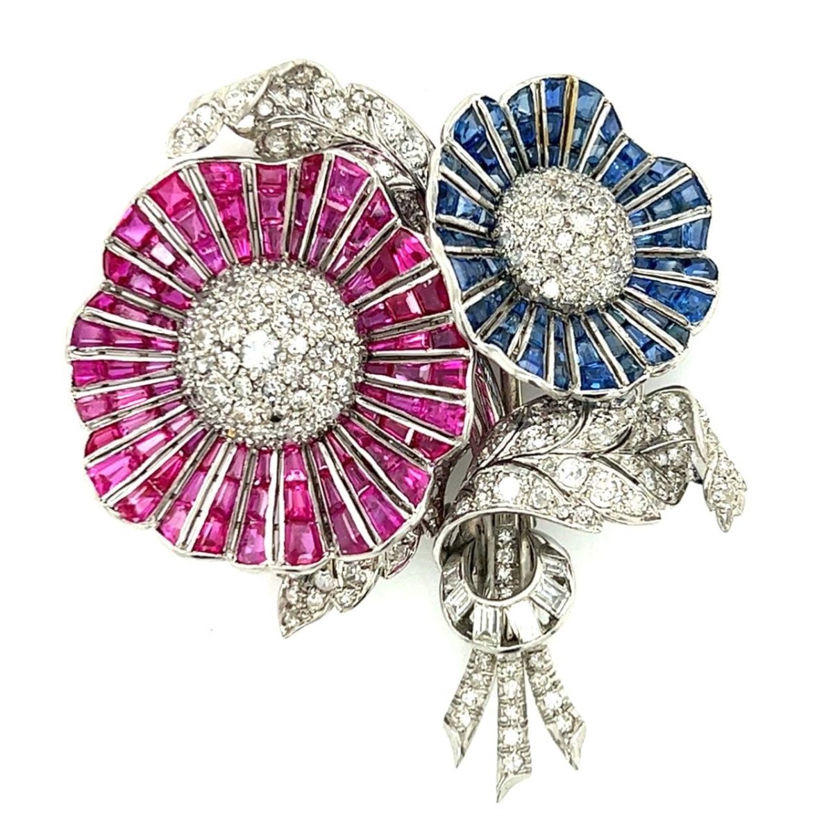 Deco Gemstone and Platinum Brooch