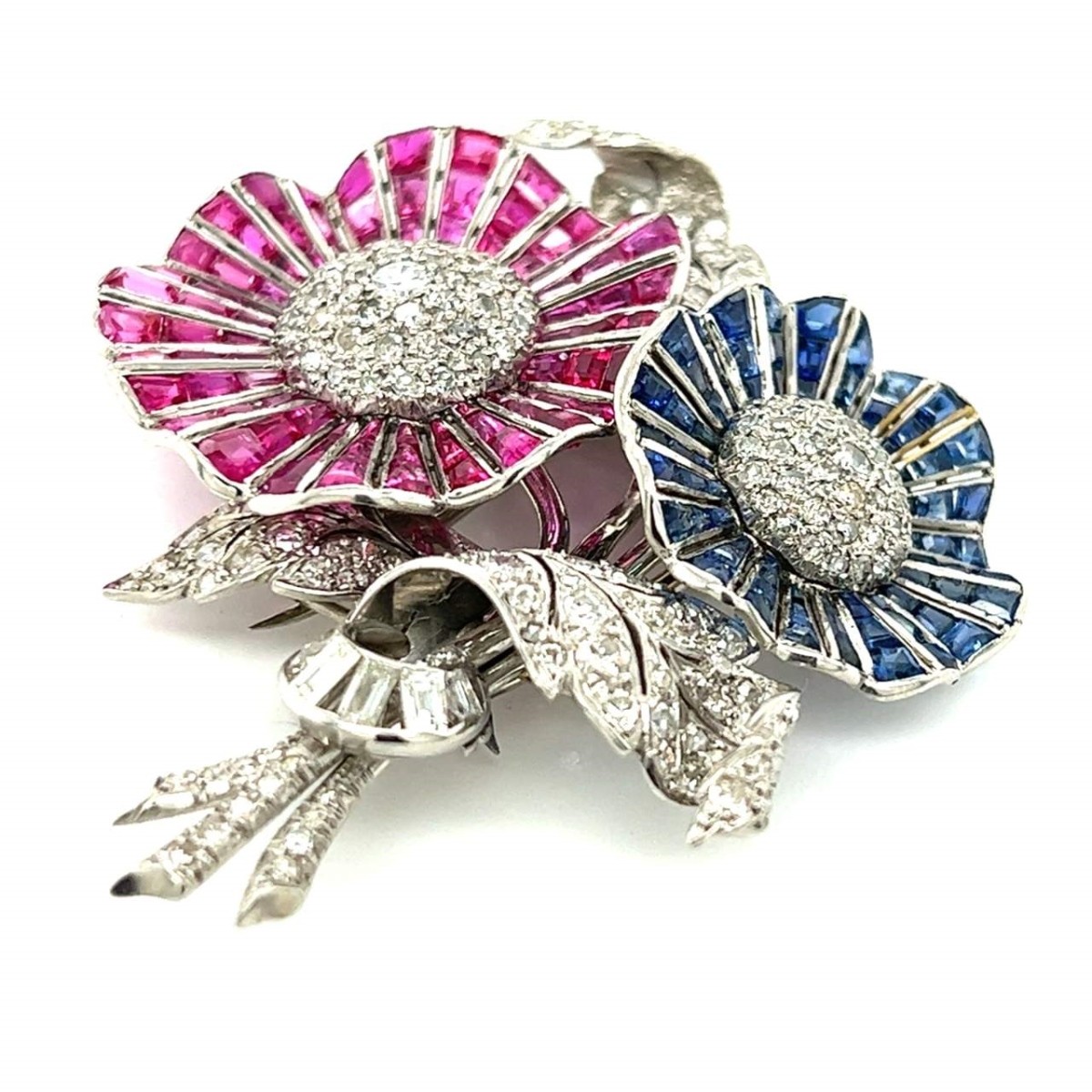 Deco Gemstone and Platinum Brooch