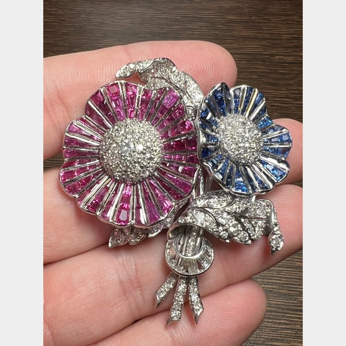 Deco Gemstone and Platinum Brooch