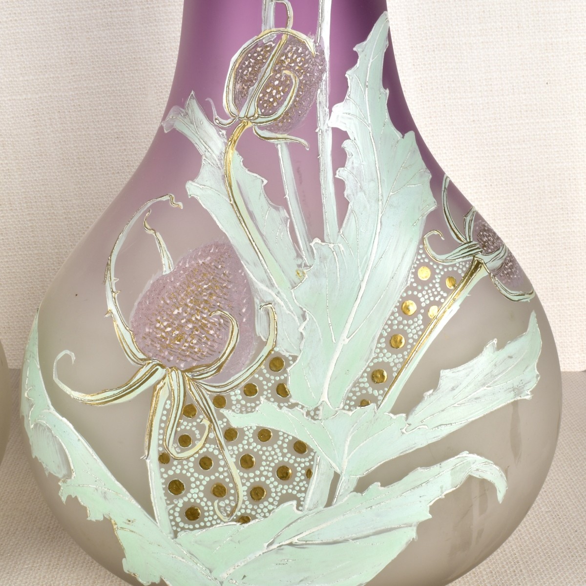 Legras Mont Joye Glass Thistle Vases