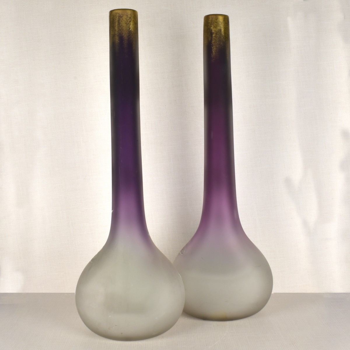 Legras Mont Joye Glass Thistle Vases