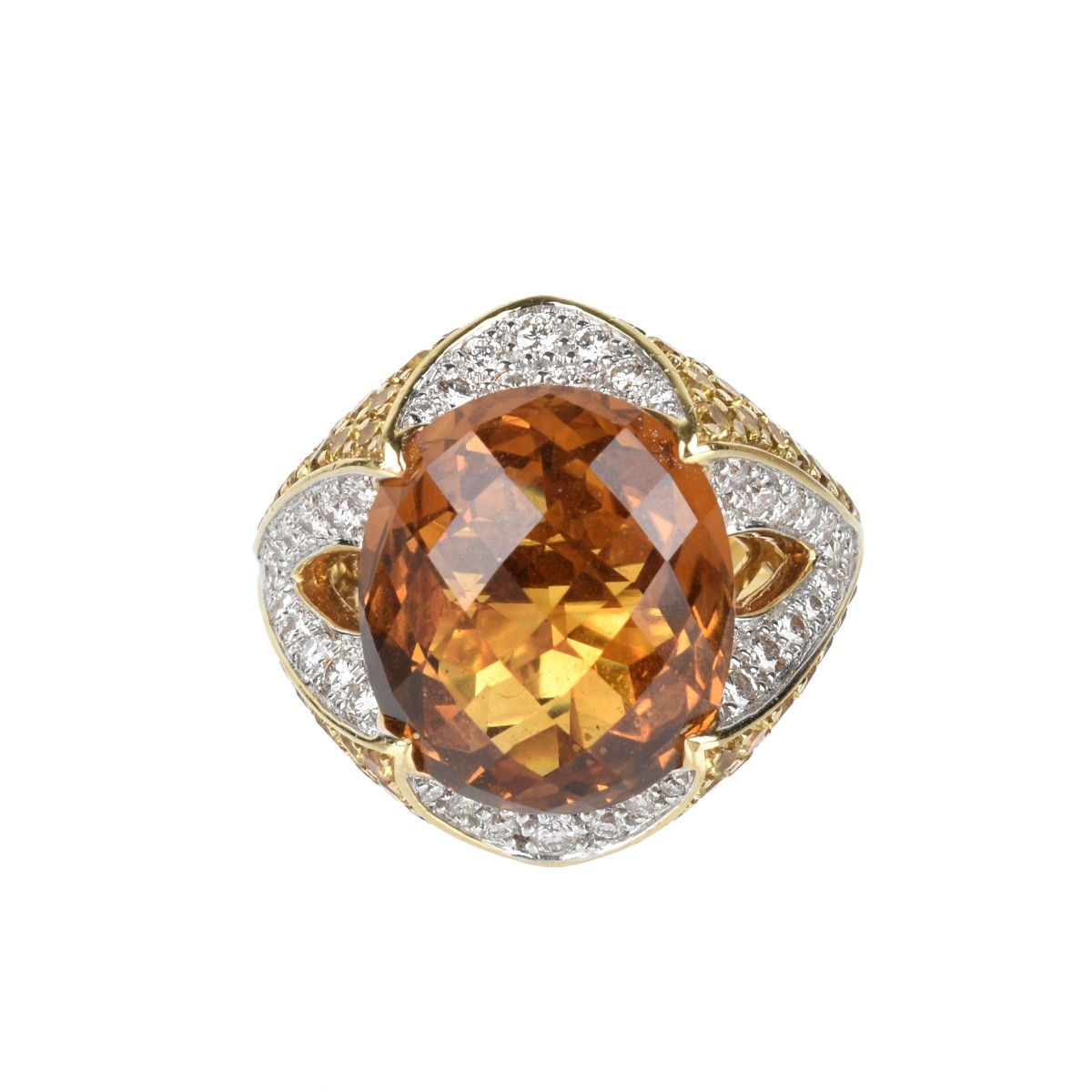 Topaz, Diamond, Citrine and 18K Ring