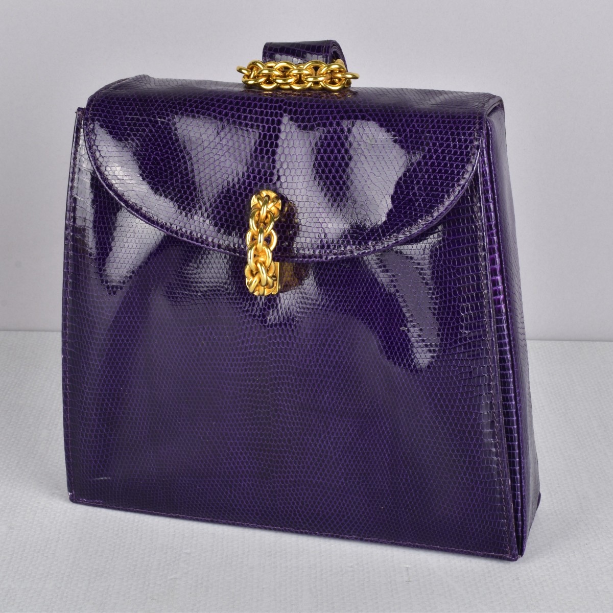 Judith Leiber Swarovski Purple Lizard Evening Bag