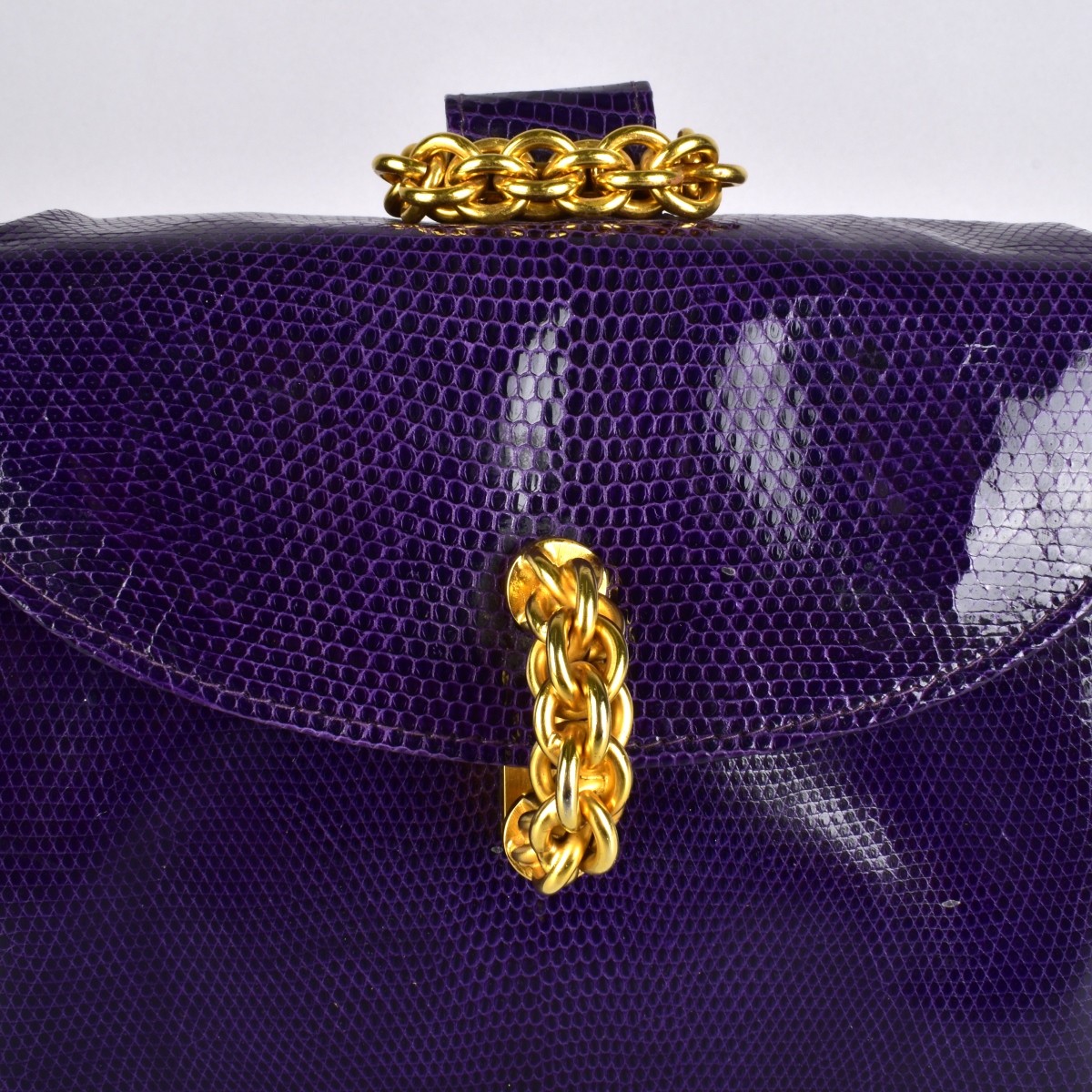 Judith Leiber Swarovski Purple Lizard Evening Bag