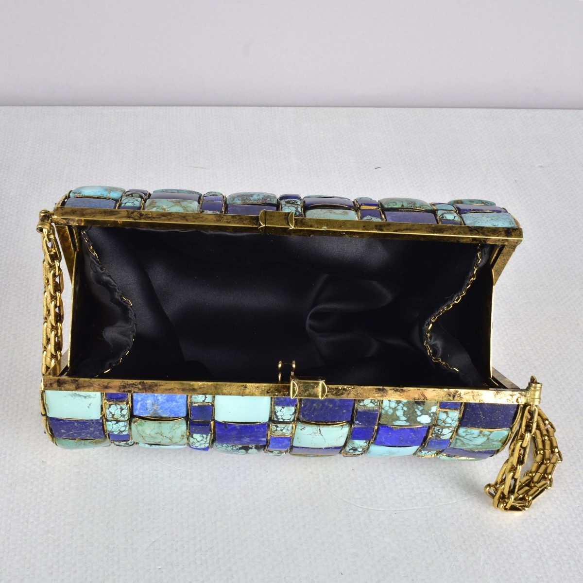 Vintage Lapis & Turquoise Barrel Shoulder Bag