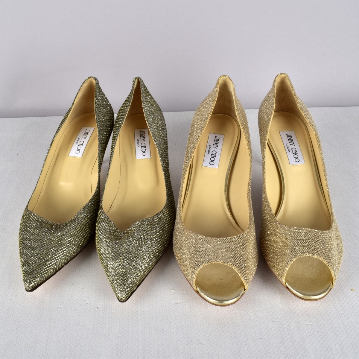 Two pr Jimmy Choo Metallic Evening Pumps