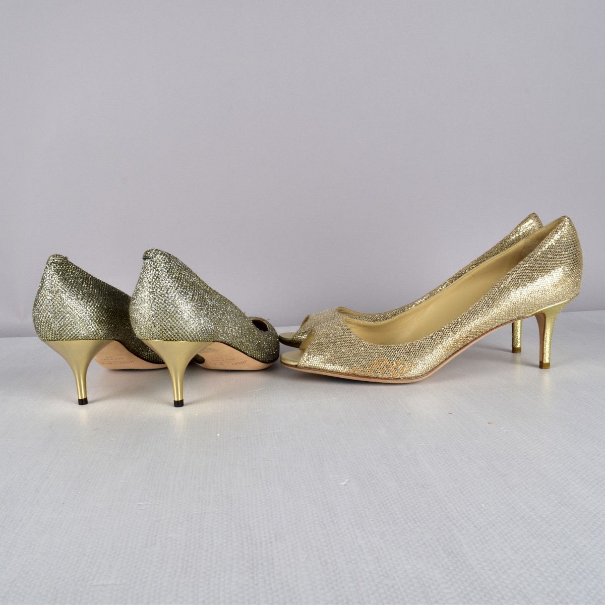 Two pr Jimmy Choo Metallic Evening Pumps