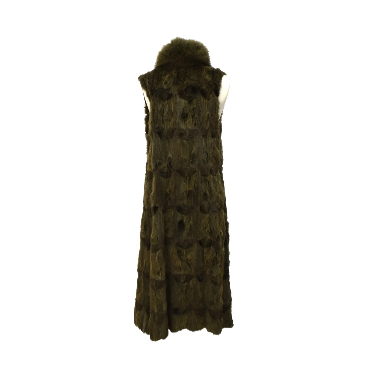 Fur Sleeveless Coat with Fox Collar