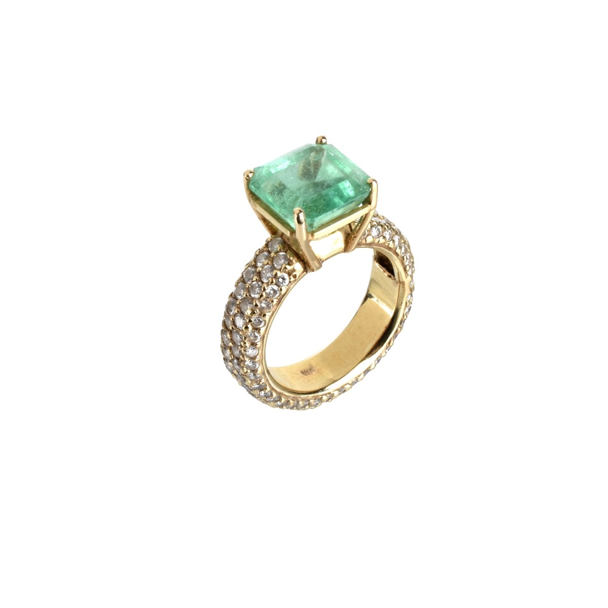 Emerald, Diamond and 14K Ring