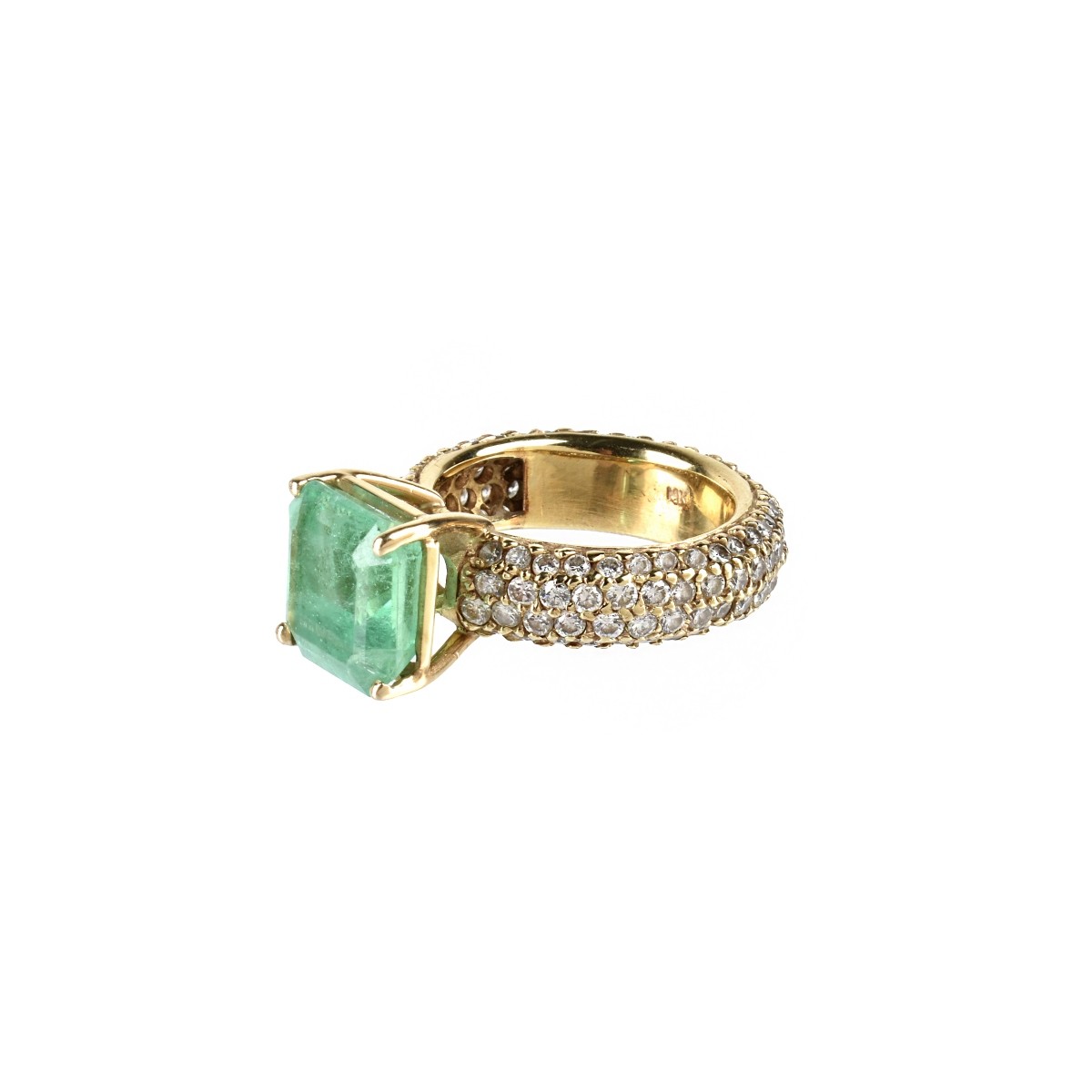 Emerald, Diamond and 14K Ring