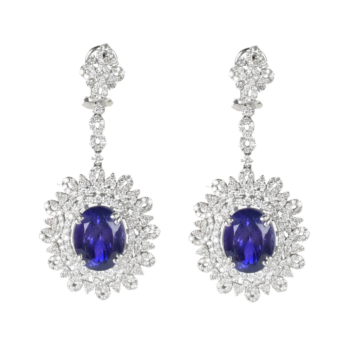 Tanzanite, Diamond and 18K Earrings