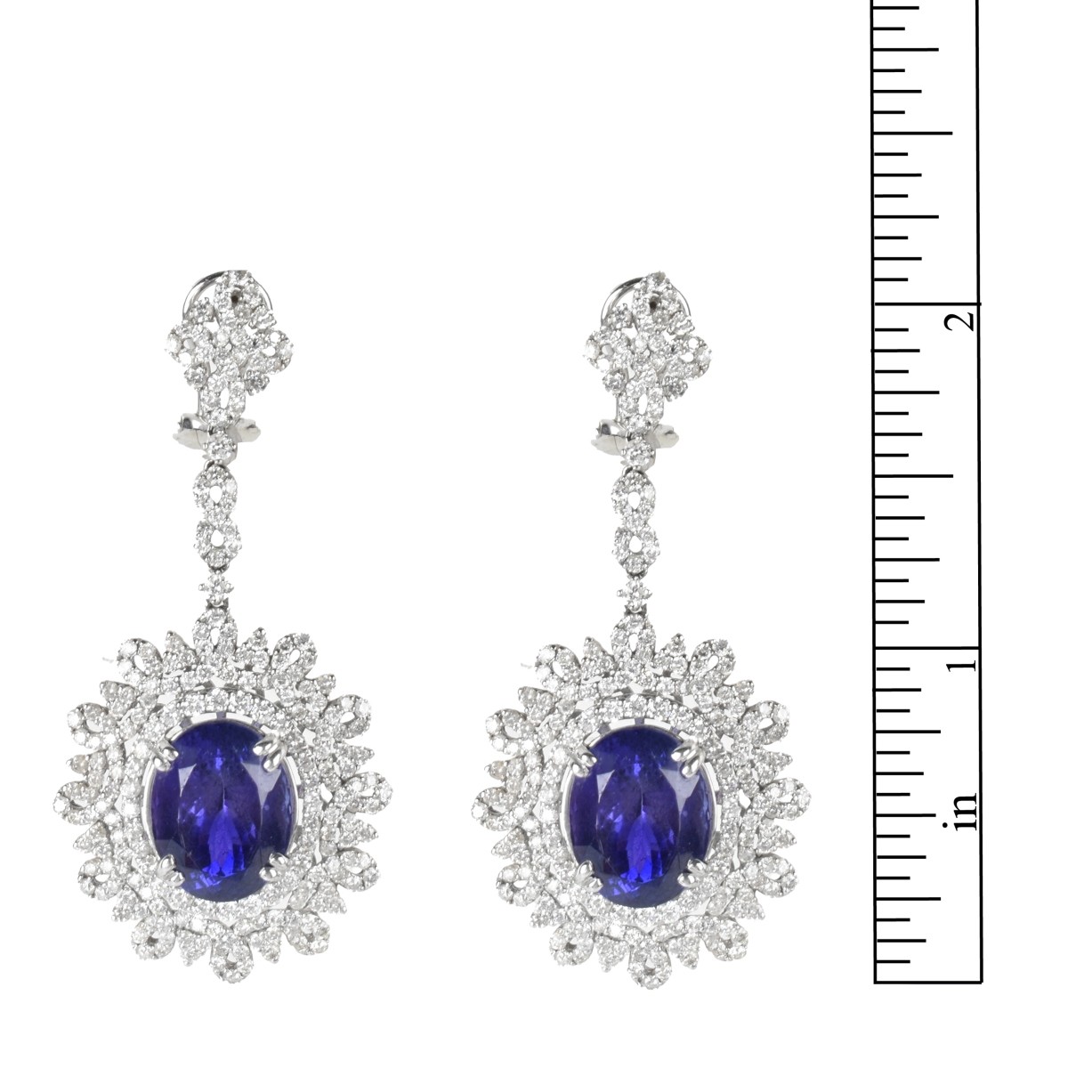 Tanzanite, Diamond and 18K Earrings