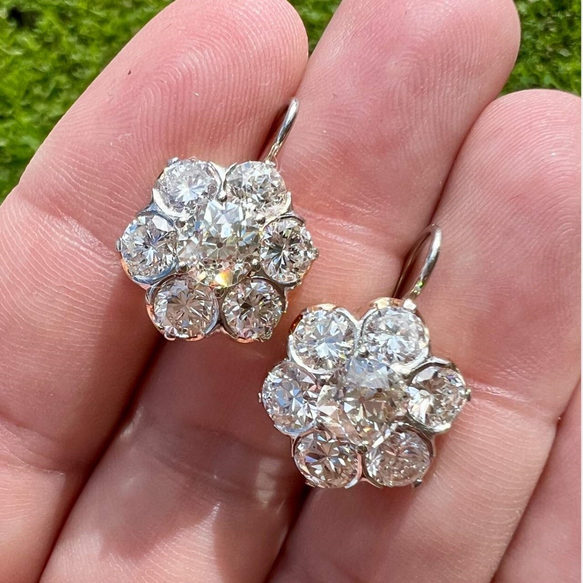 Diamond, Platinum and 18K Earrings