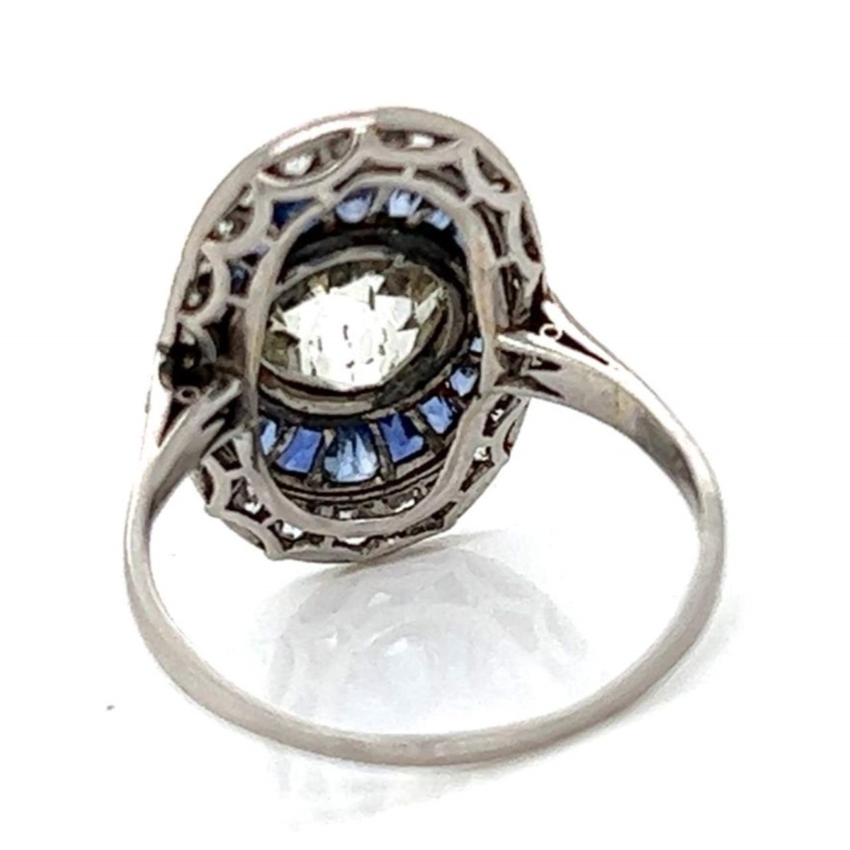 Deco Diamond, Sapphire, Platinum Ring