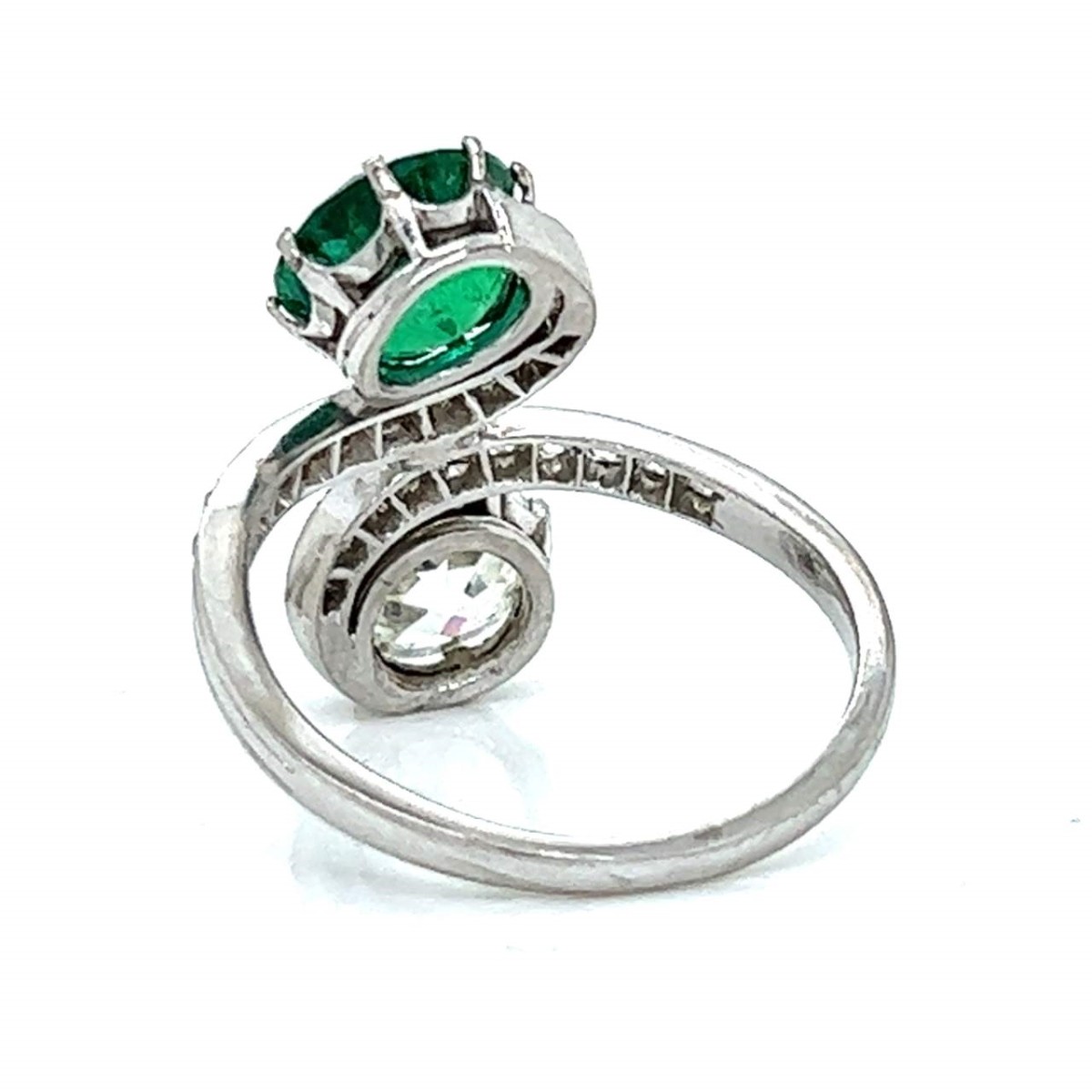 GIA Diamond, Emerald and Platinum Ring