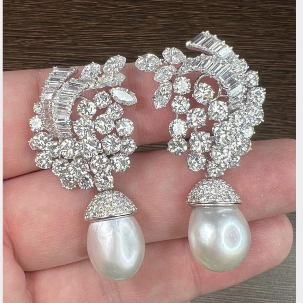 Bulgari Diamond, Pearl and Platinum Earrings