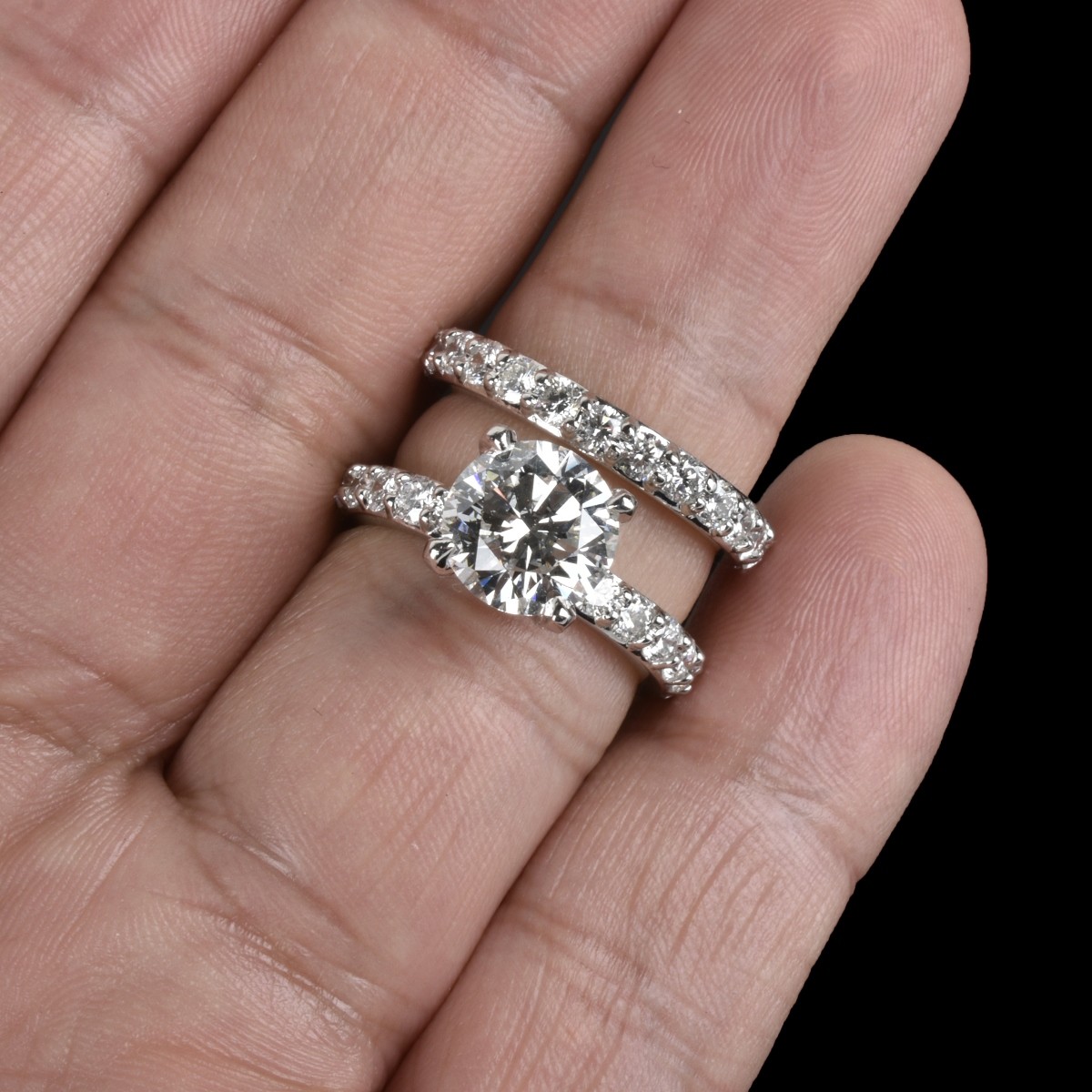 GIA Diamond and 18K Wedding Set